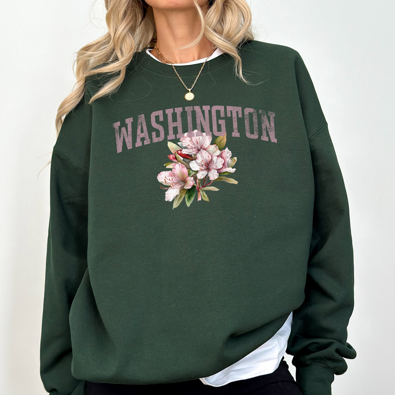 Washington State Flower Pacific Northwest Floral Illustration Edition Graphic Sweatshirt