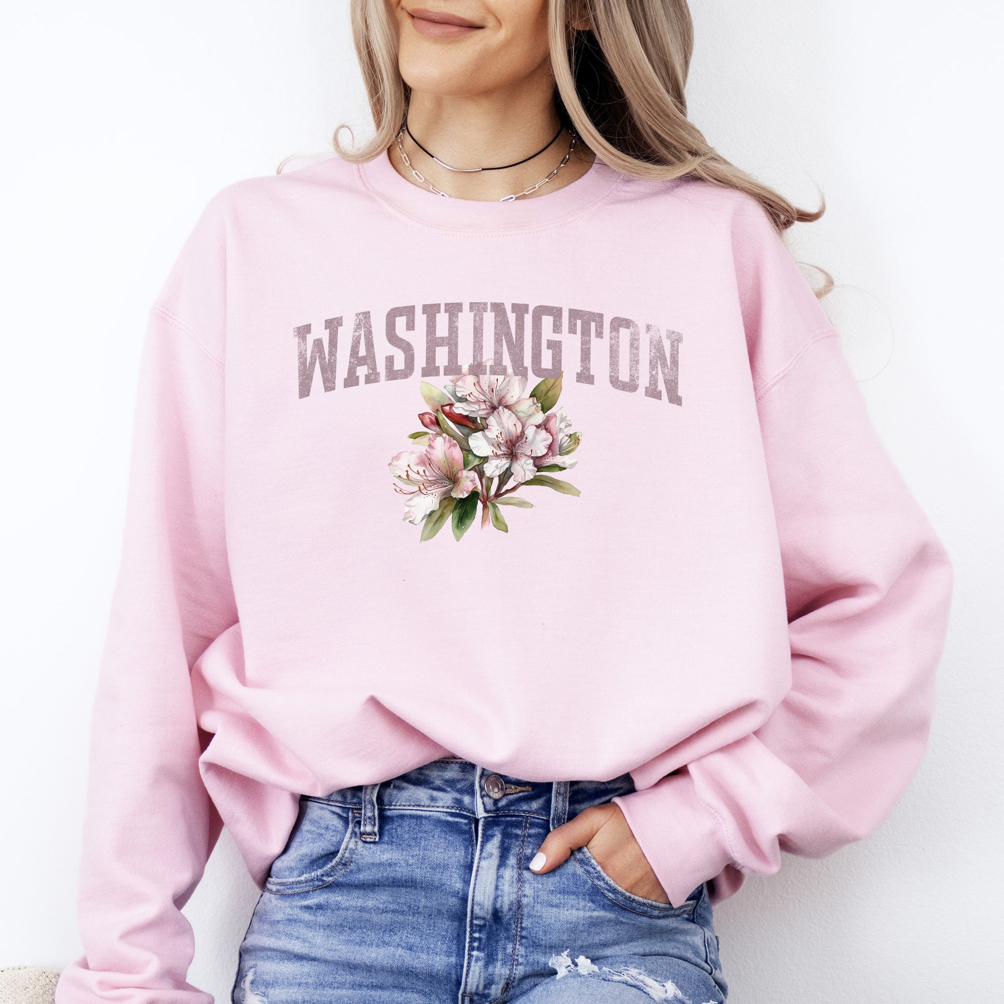 Washington State Flower Pacific Northwest Floral Illustration Edition Graphic Sweatshirt