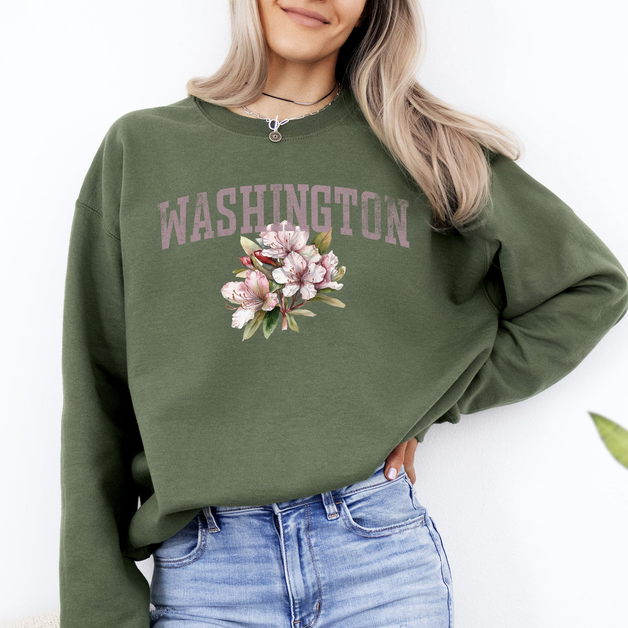 Washington State Flower Pacific Northwest Floral Illustration Edition Graphic Sweatshirt