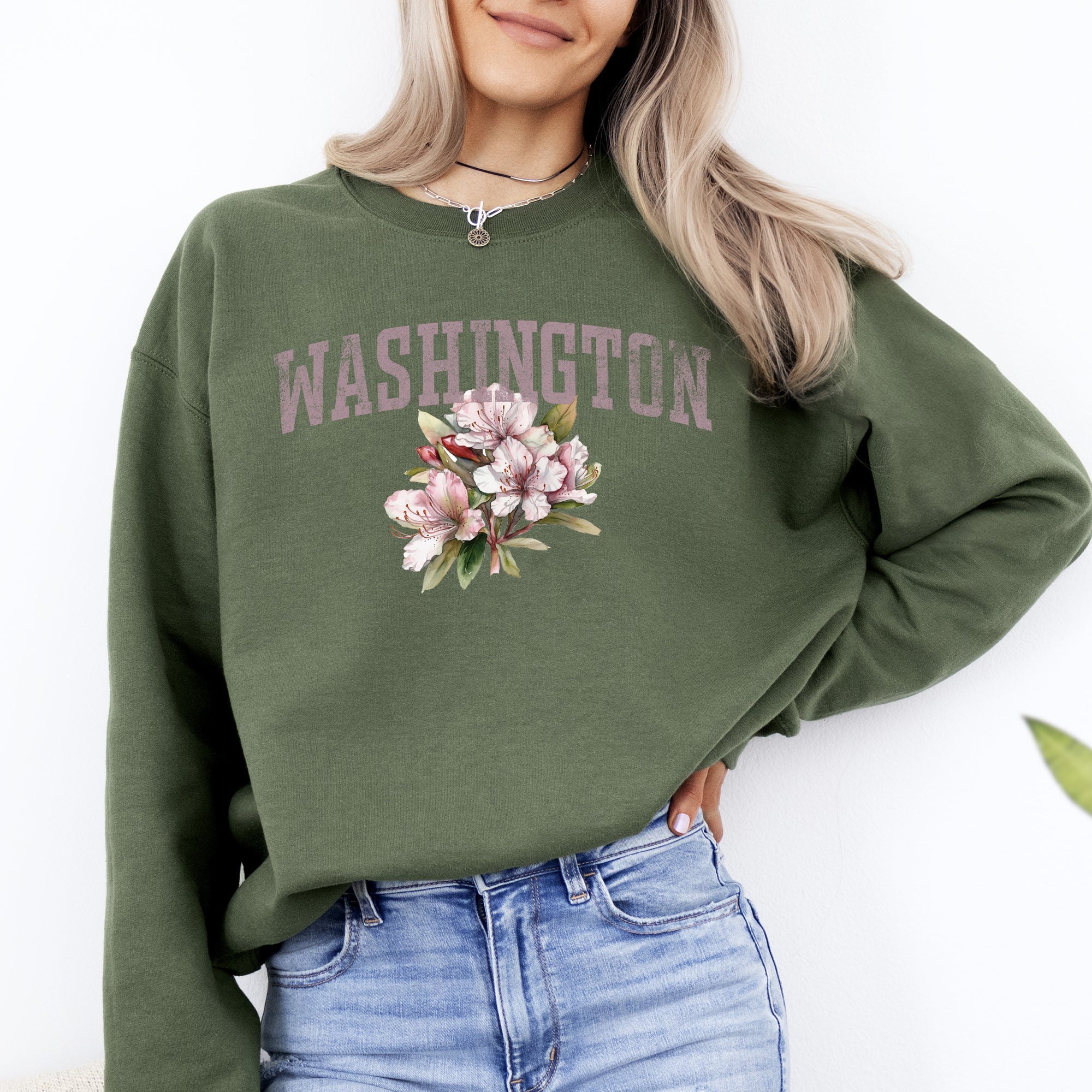 Washington State Flower Pacific Northwest Floral Illustration Edition Graphic Sweatshirt
