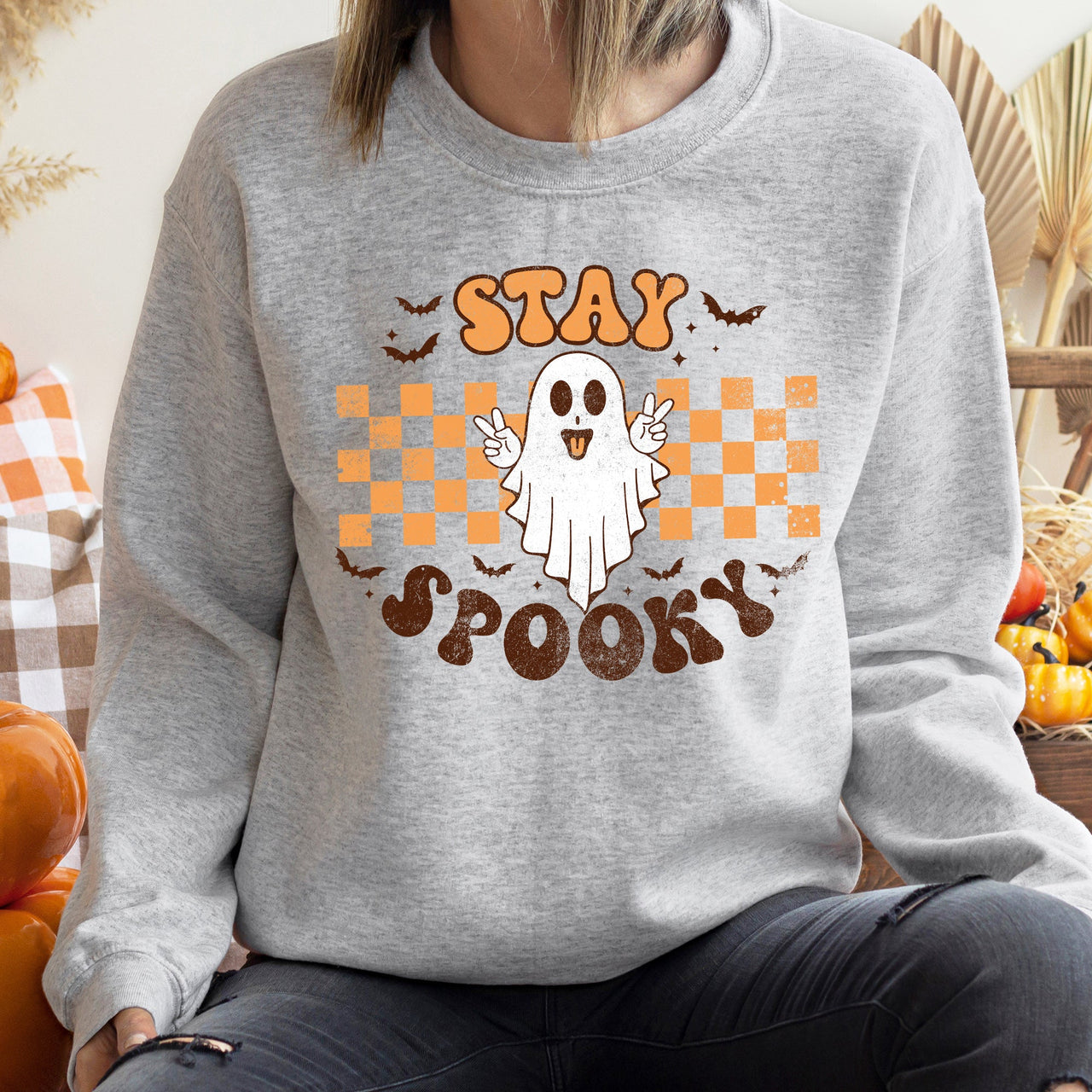 Stay Spooky Vintage Halloween Retro Graphic Nightwear Collection Deluxe Edition Sweatshirt
