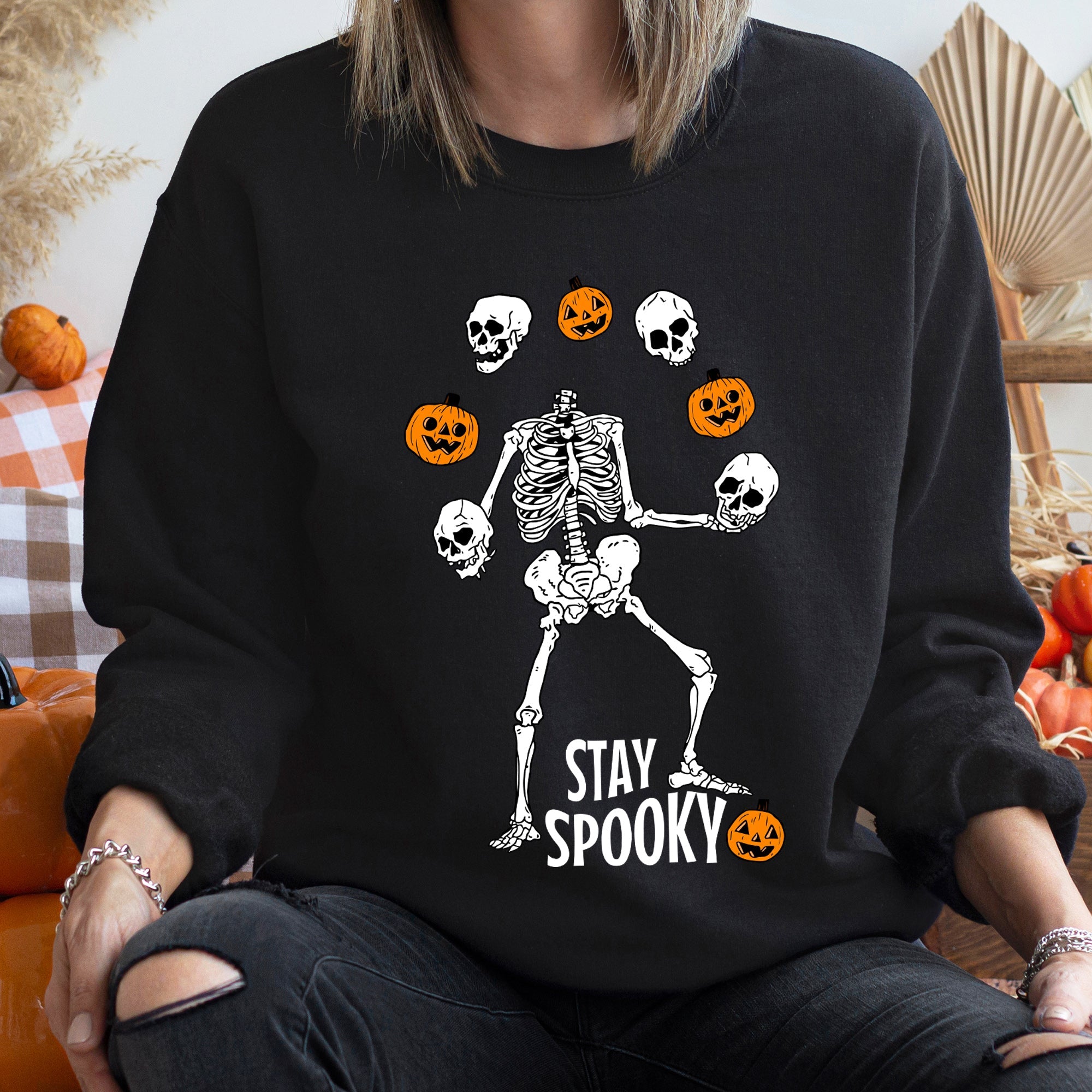 Stay Spooky Juggling Halloween Night Circus Theme Official Premium Graphic Sweatshirt