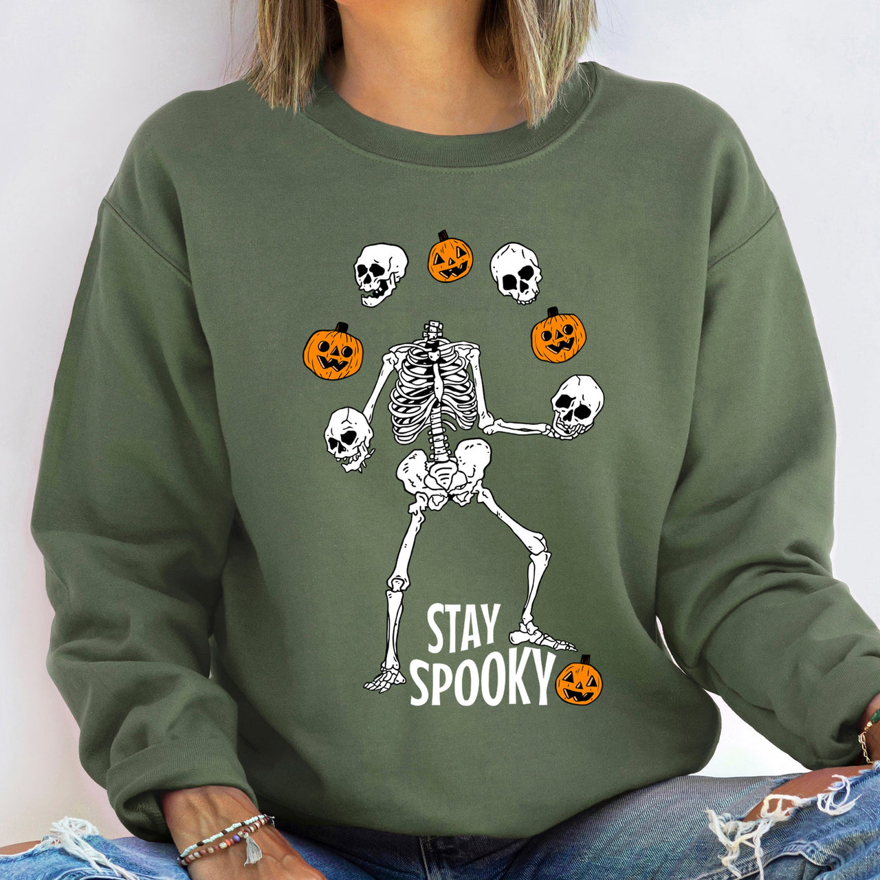 Stay Spooky Juggling Halloween Night Circus Theme Official Premium Graphic Sweatshirt
