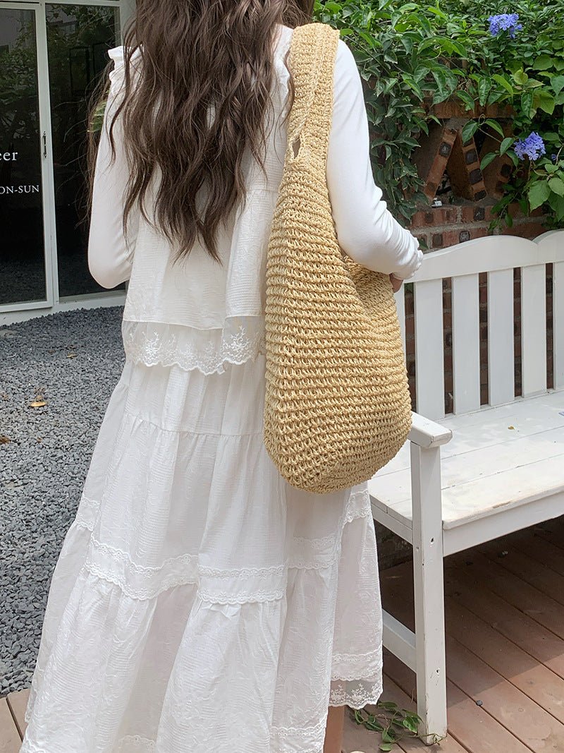 Straw Beach Bag for Women Fashionable Summer Versatile Large-capacity Holiday Style Straw Tote Bag (MAC241)