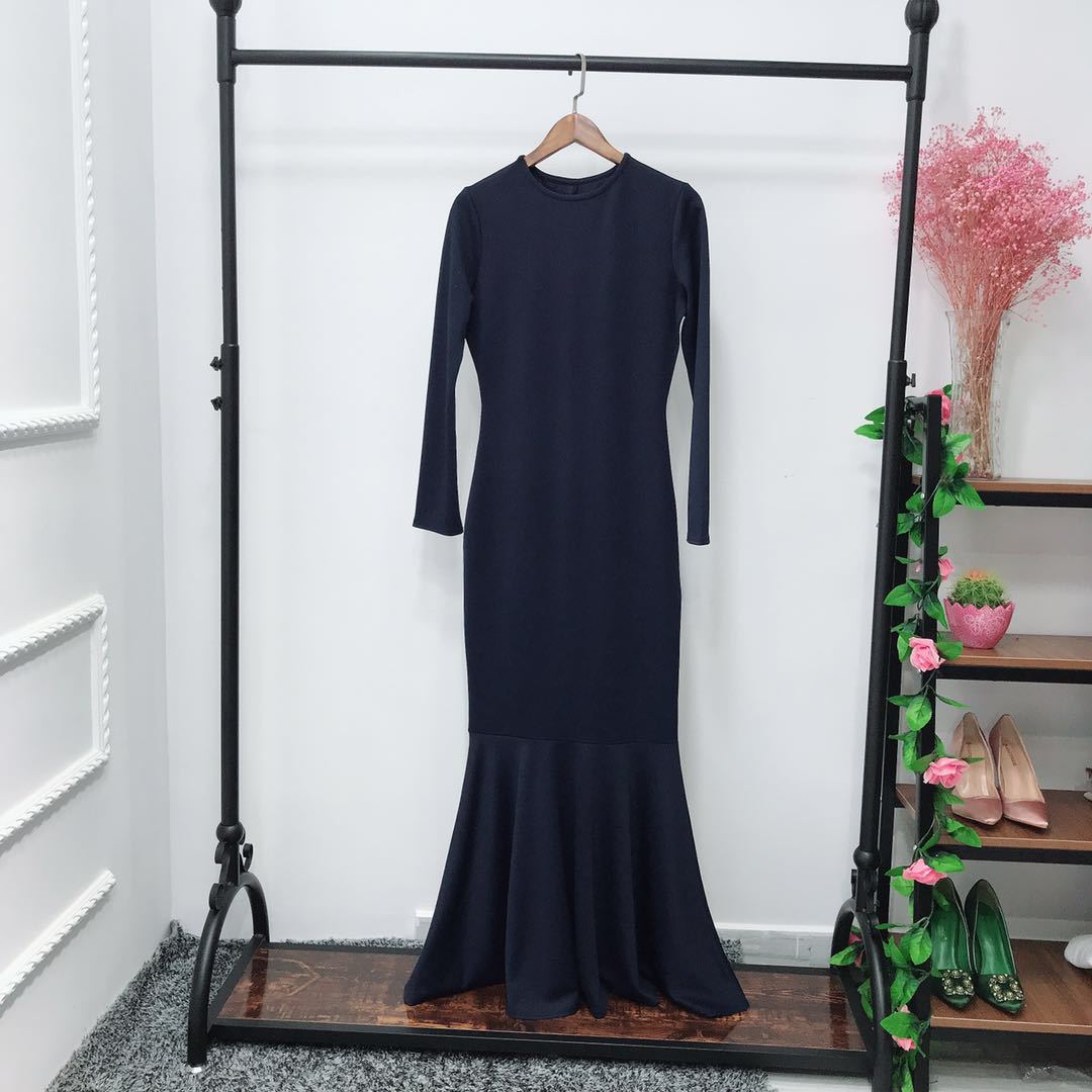 Stretch Mermaid Hem Maxi Dress(MS457)