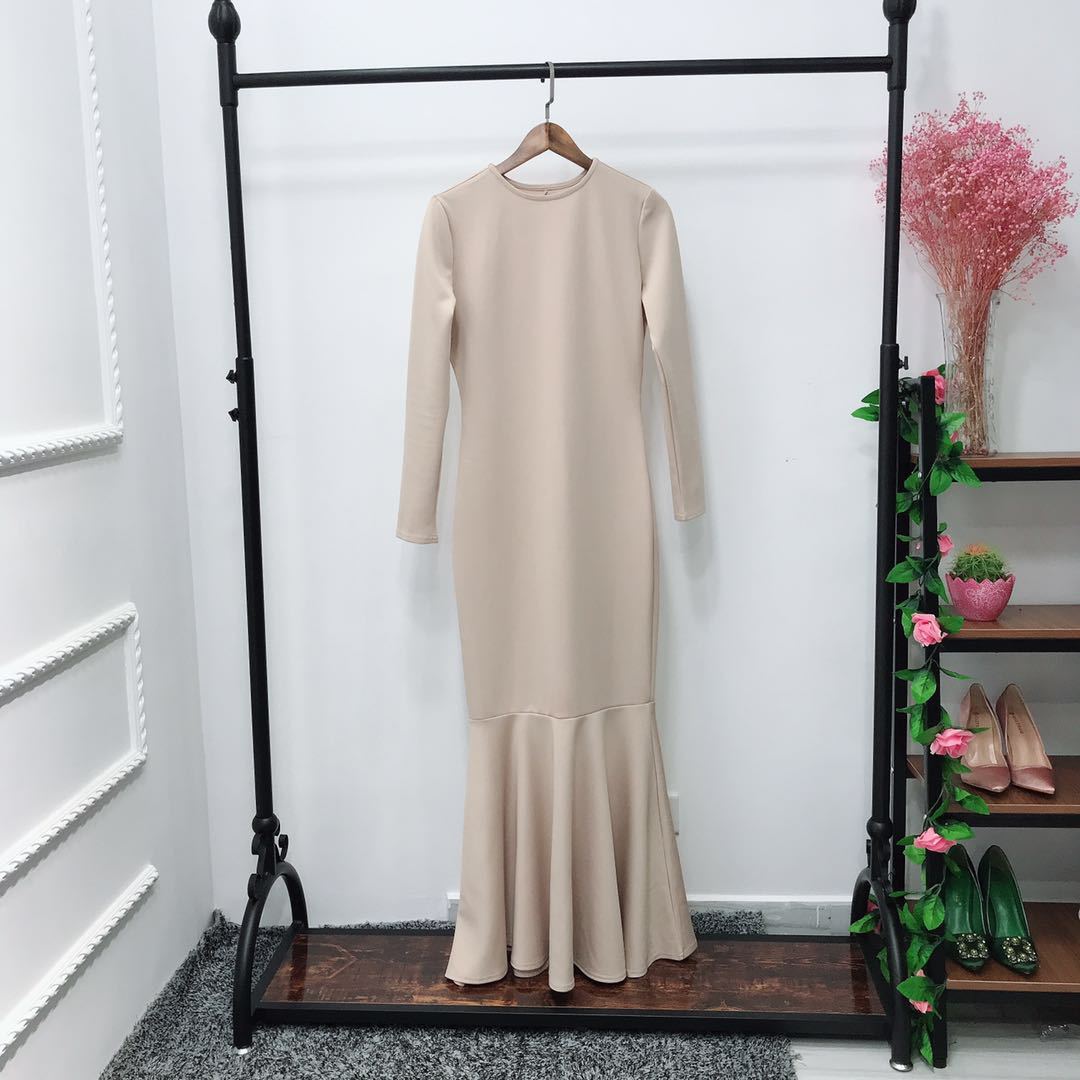 Stretch Mermaid Hem Maxi Dress(MS457)
