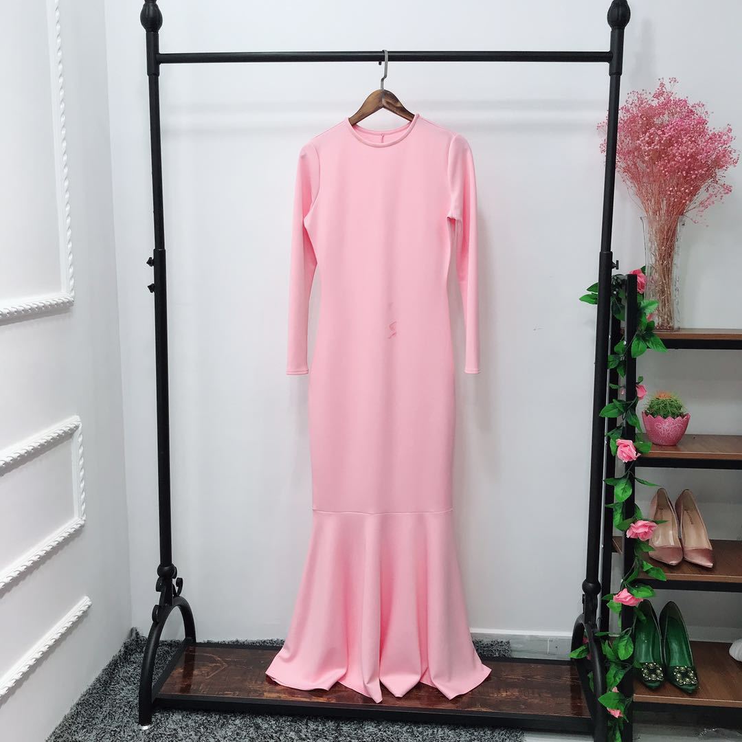 Stretch Mermaid Hem Maxi Dress(MS457)