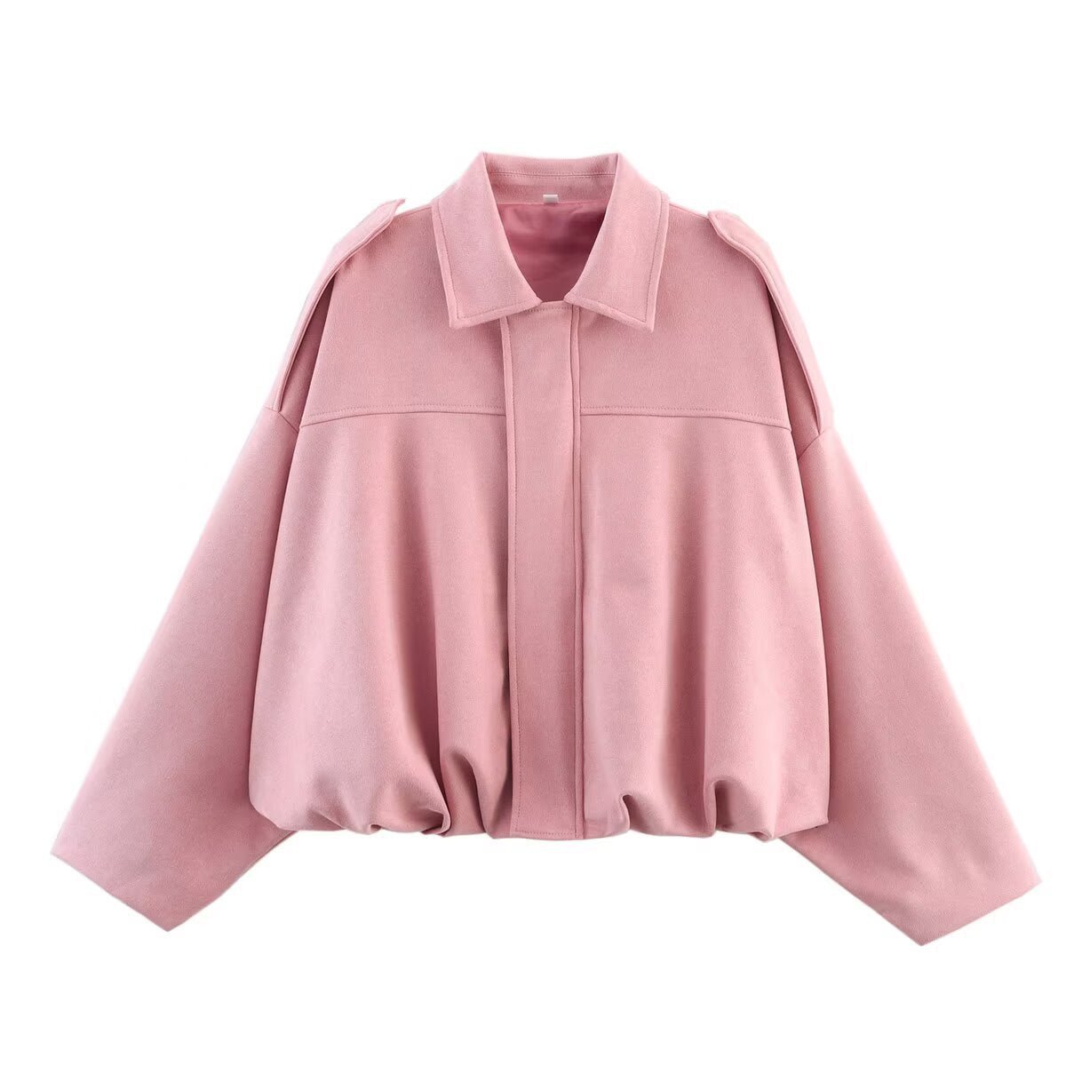 Suede Bomber Jacket | Collared Flight Jacket with Shoulder Tabs(MS240)