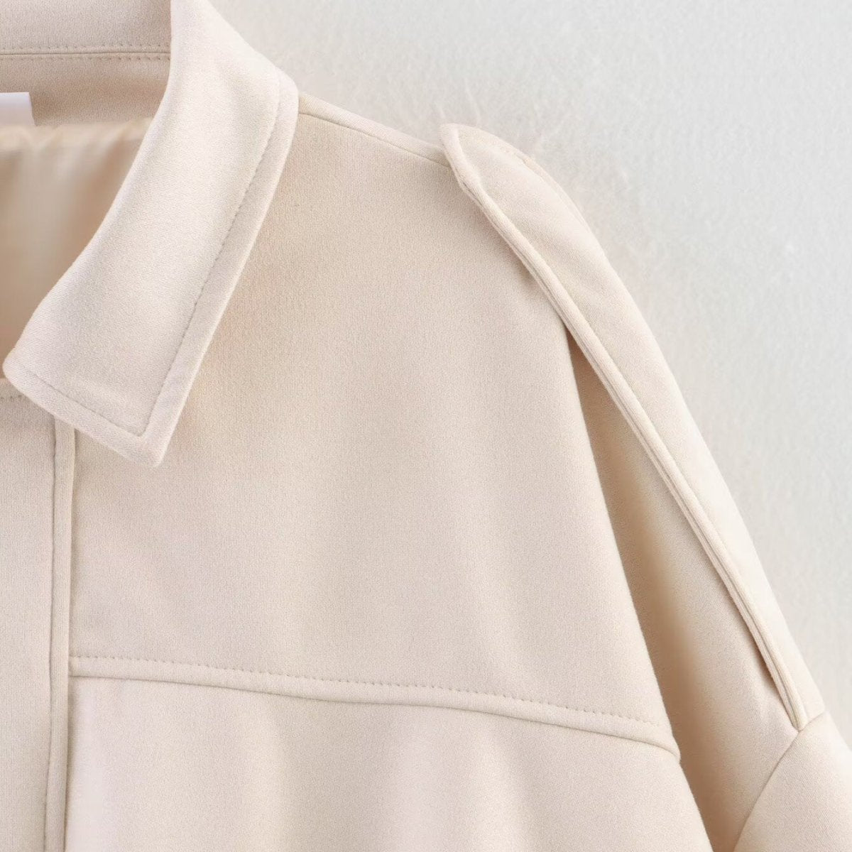 Suede Bomber Jacket | Collared Flight Jacket with Shoulder Tabs(MS240)