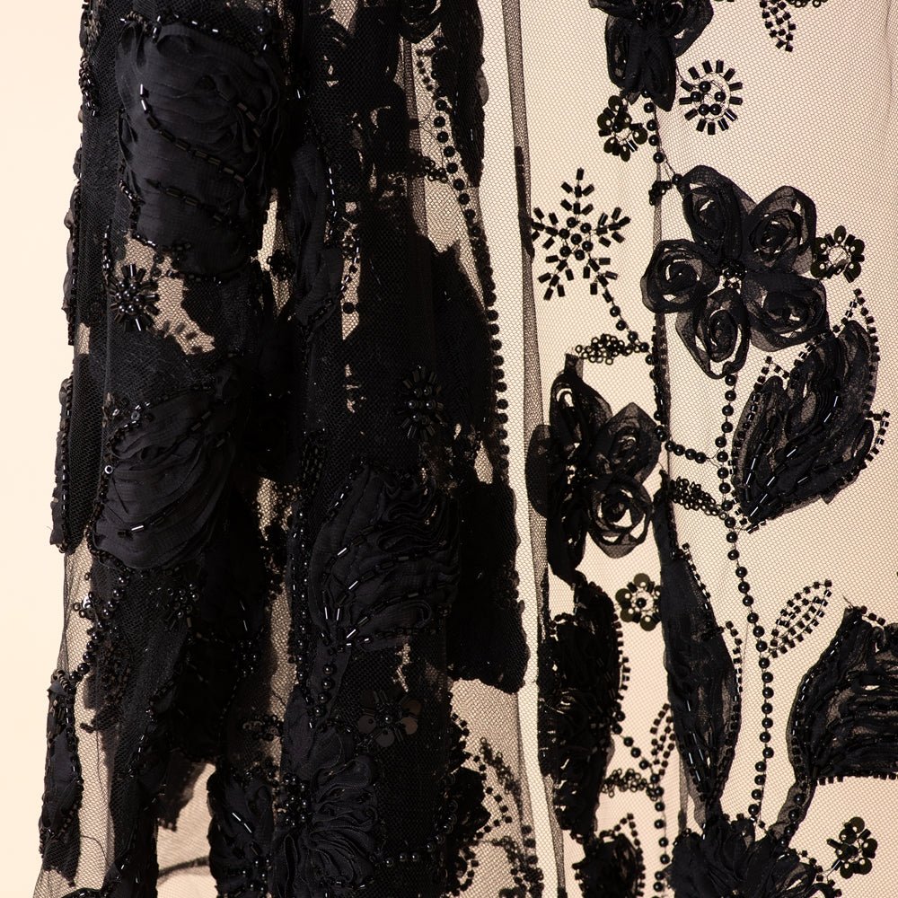 Luxury Couture 3D Floral Embellished Open Abaya(MOA300)