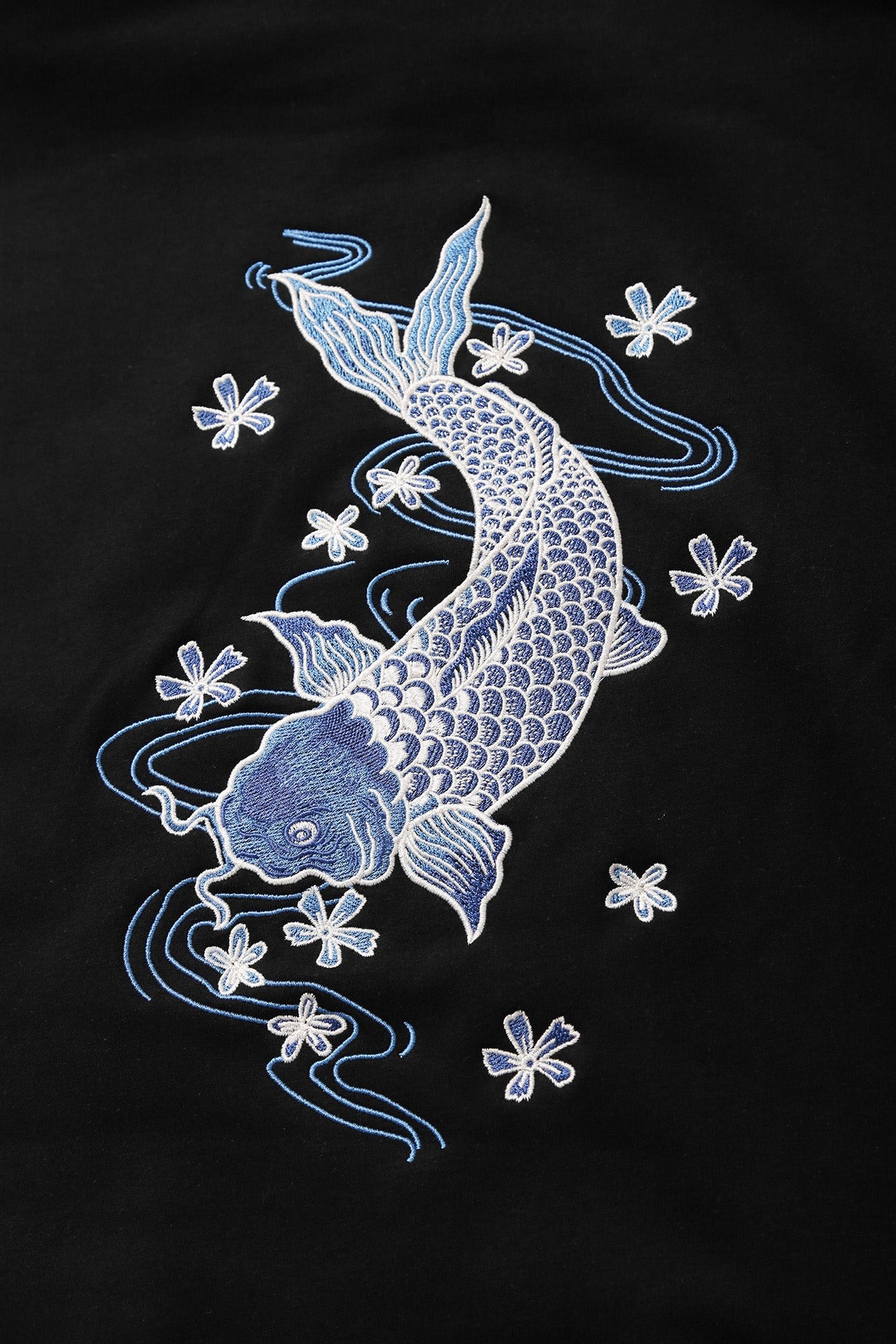 SW9015 Blue Koi Embroidery Sweater