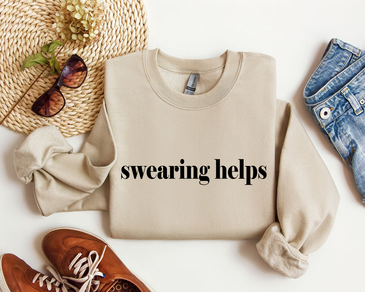 Swearing Helps Sarcastic College Saying About Finals And Exams Humor Everyday Sweatshirt