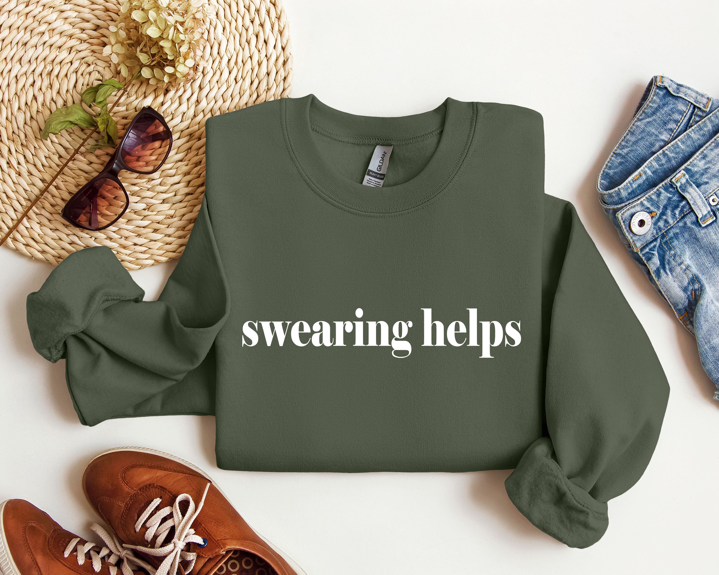 Swearing Helps Sarcastic College Saying About Finals And Exams Humor Everyday Sweatshirt