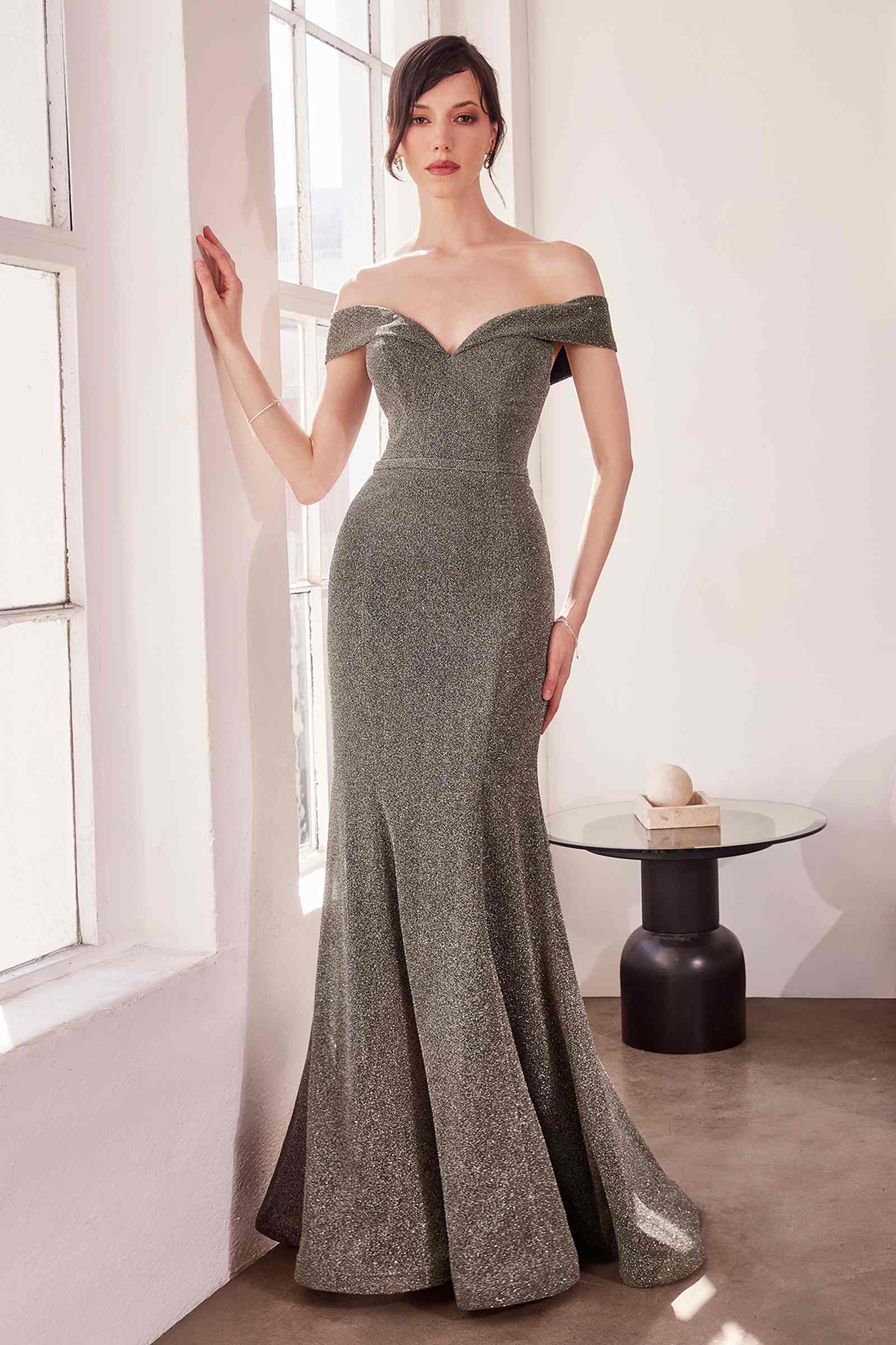 Ladivine Amoris T602 Off Shoulder Sweetheart Neck Fitted Prom Gown
