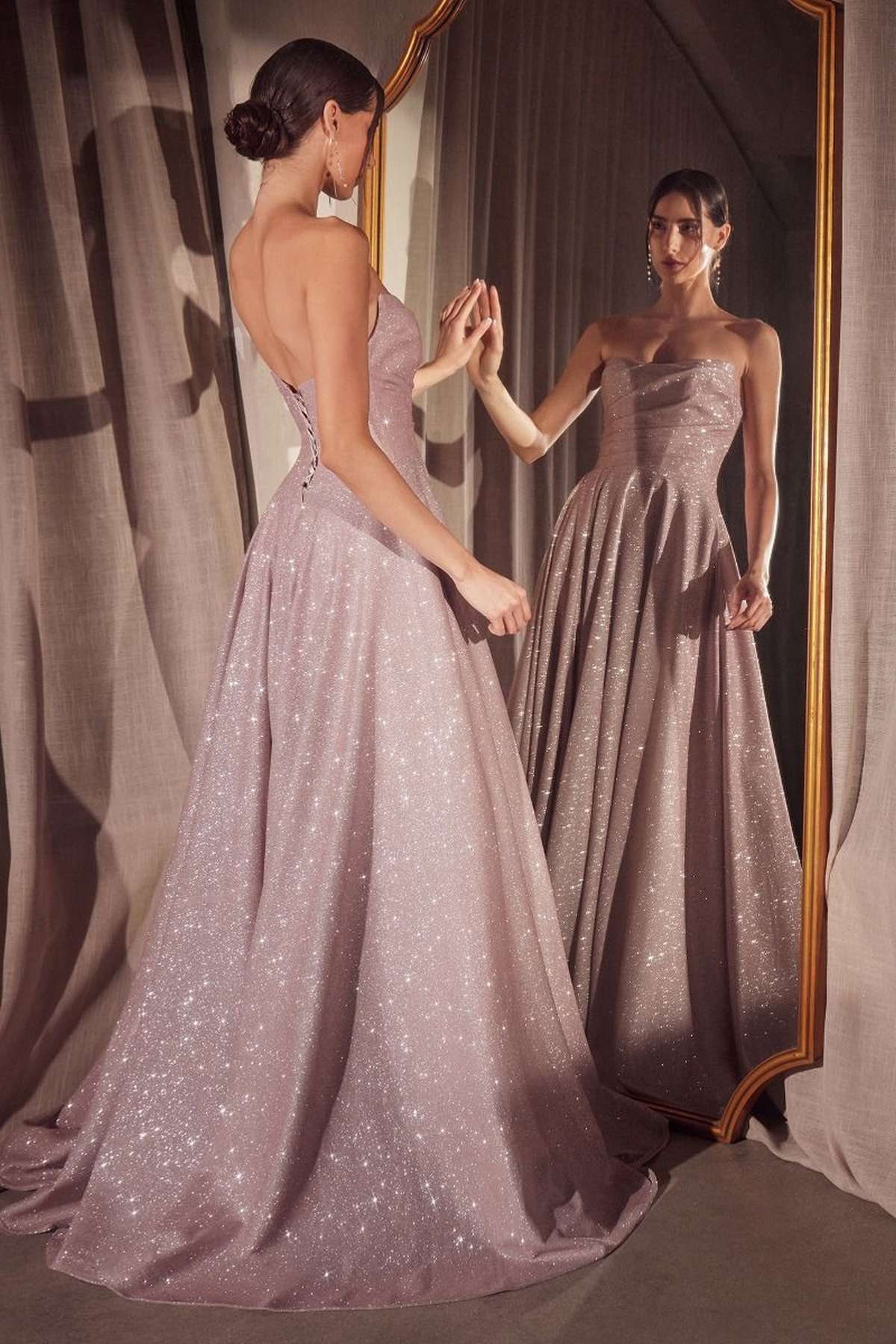 Ladivine Amoris T701 Strapless Glitter A-Line Gown