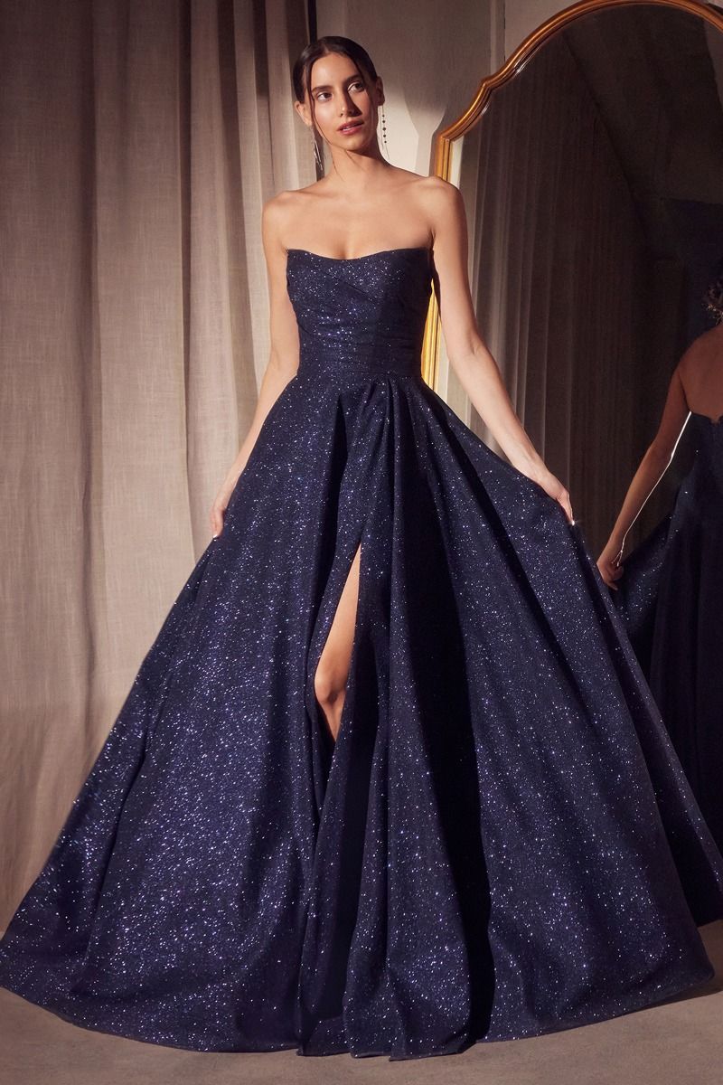 Ladivine Amoris T701 Strapless Glitter A-Line Gown