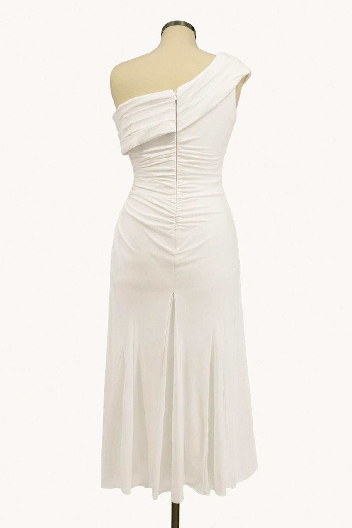 Ladivine Amoris T802 Knee Length One Shoulder Chiffon Dress