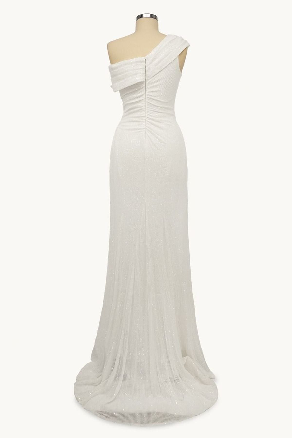 Ladivine Amoris T806 One Shoulder Evening Sequin Dress Leg Slit