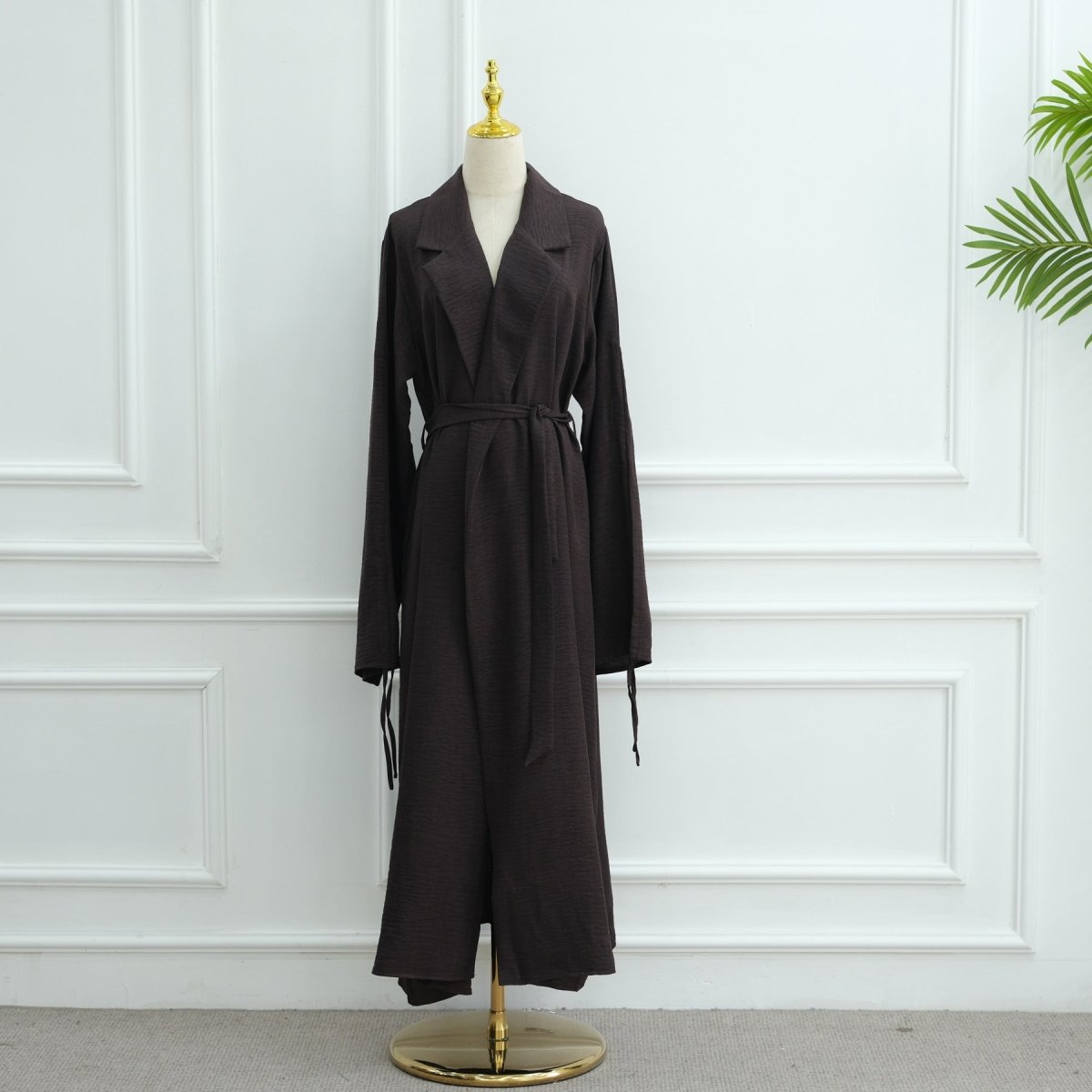 Tailored Blazer Cardigan with Ruched Sleeves | Open-Front Twill Blend Jacket(MOA246)