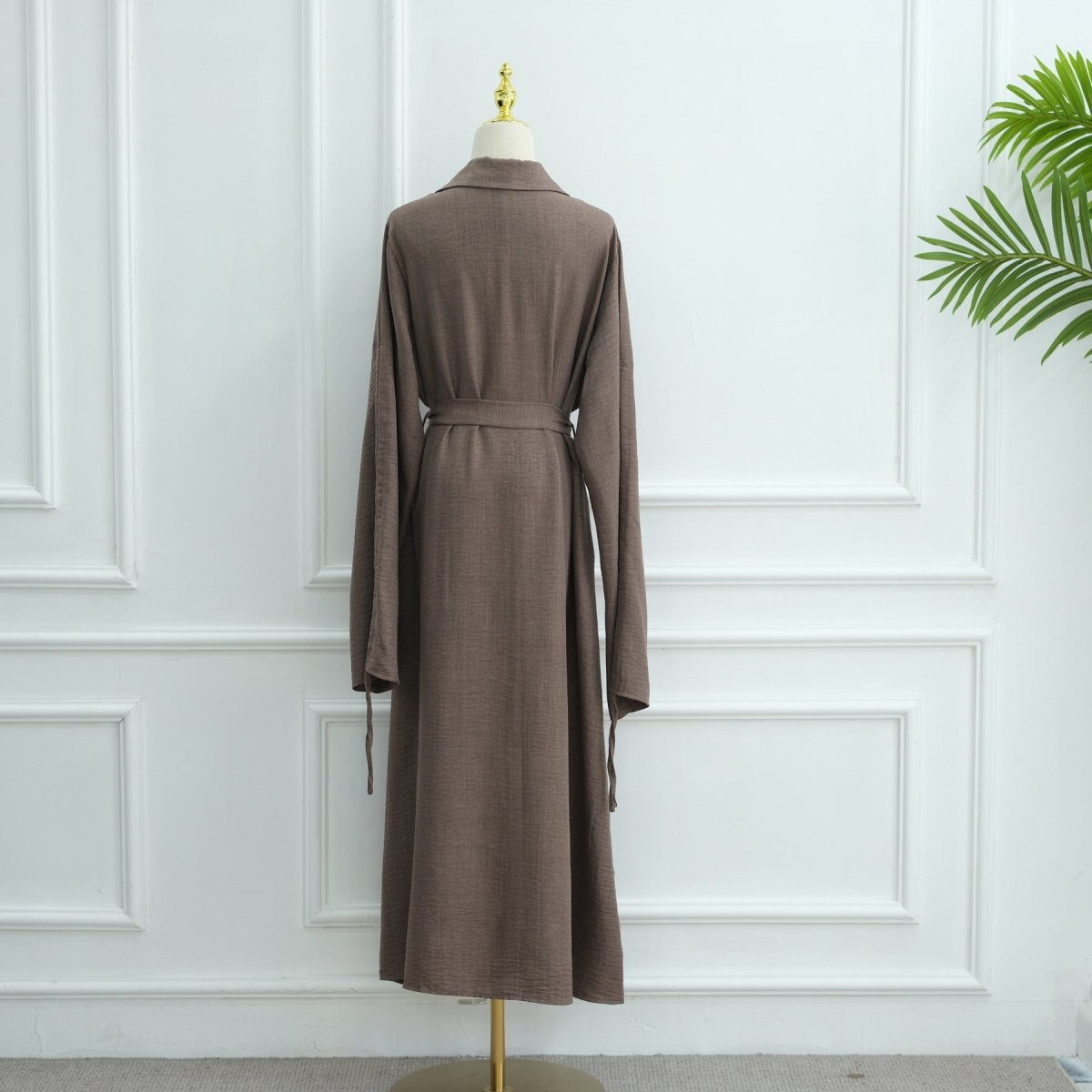 Tailored Blazer Cardigan with Ruched Sleeves | Open-Front Twill Blend Jacket(MOA246)