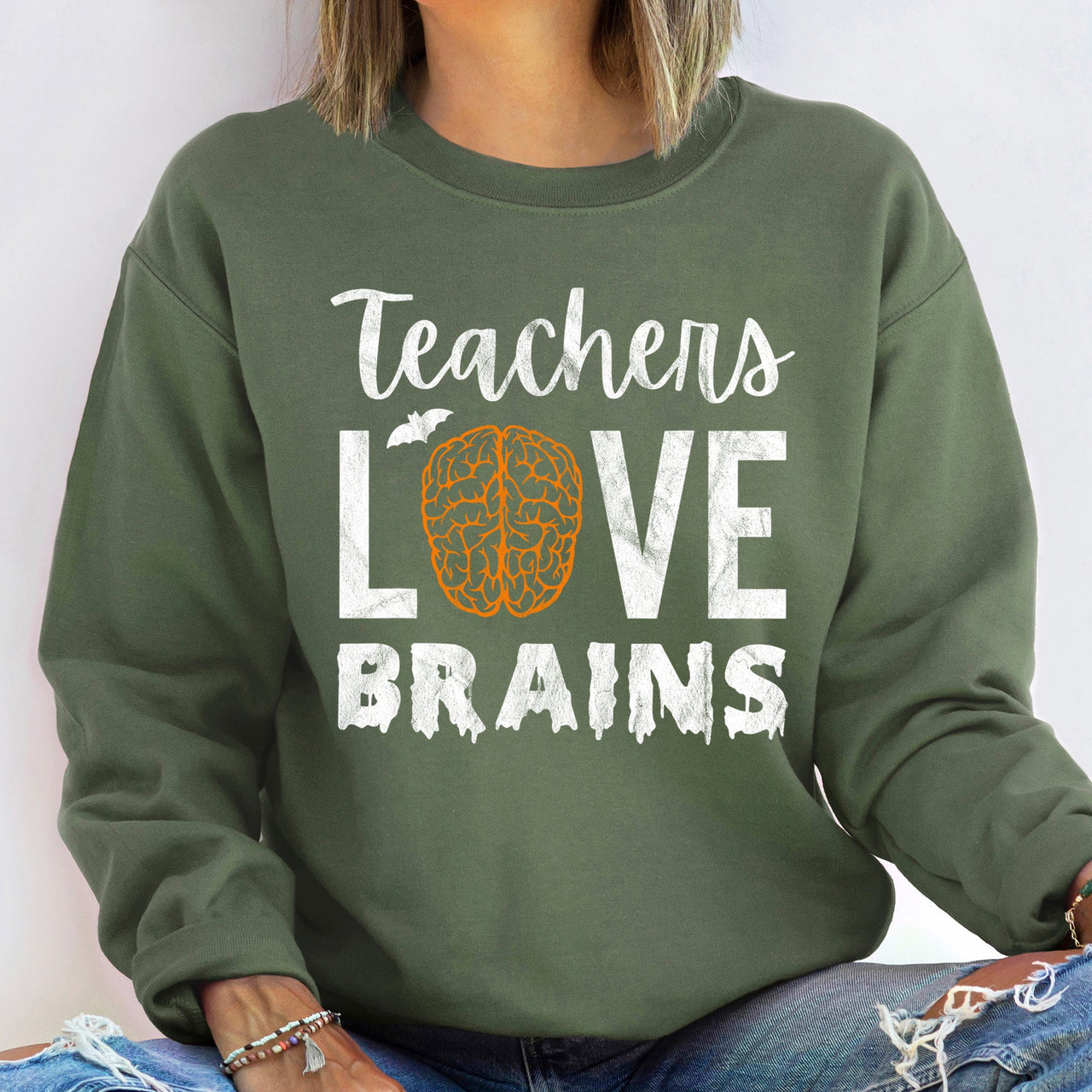 Teachers Love Brains Halloween Spooky Classroom Edition For Educators And Halloween Enthusiasts Sweatshirt