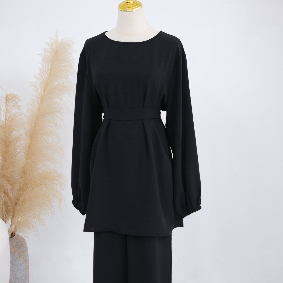 Textured Longline Top & Wide-Leg Trouser Set(MS455)
