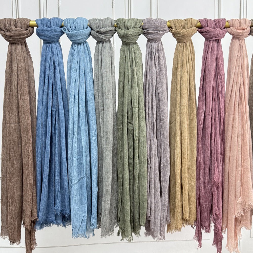 Textured Rayon Crinkle Hijab in Solid Hues Breathable Women's Wrap Hijab (MH145)