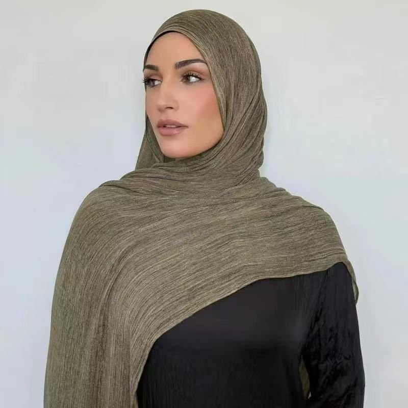 Textured Rayon Crinkle Hijab in Solid Hues Breathable Women's Wrap Hijab (MH145)