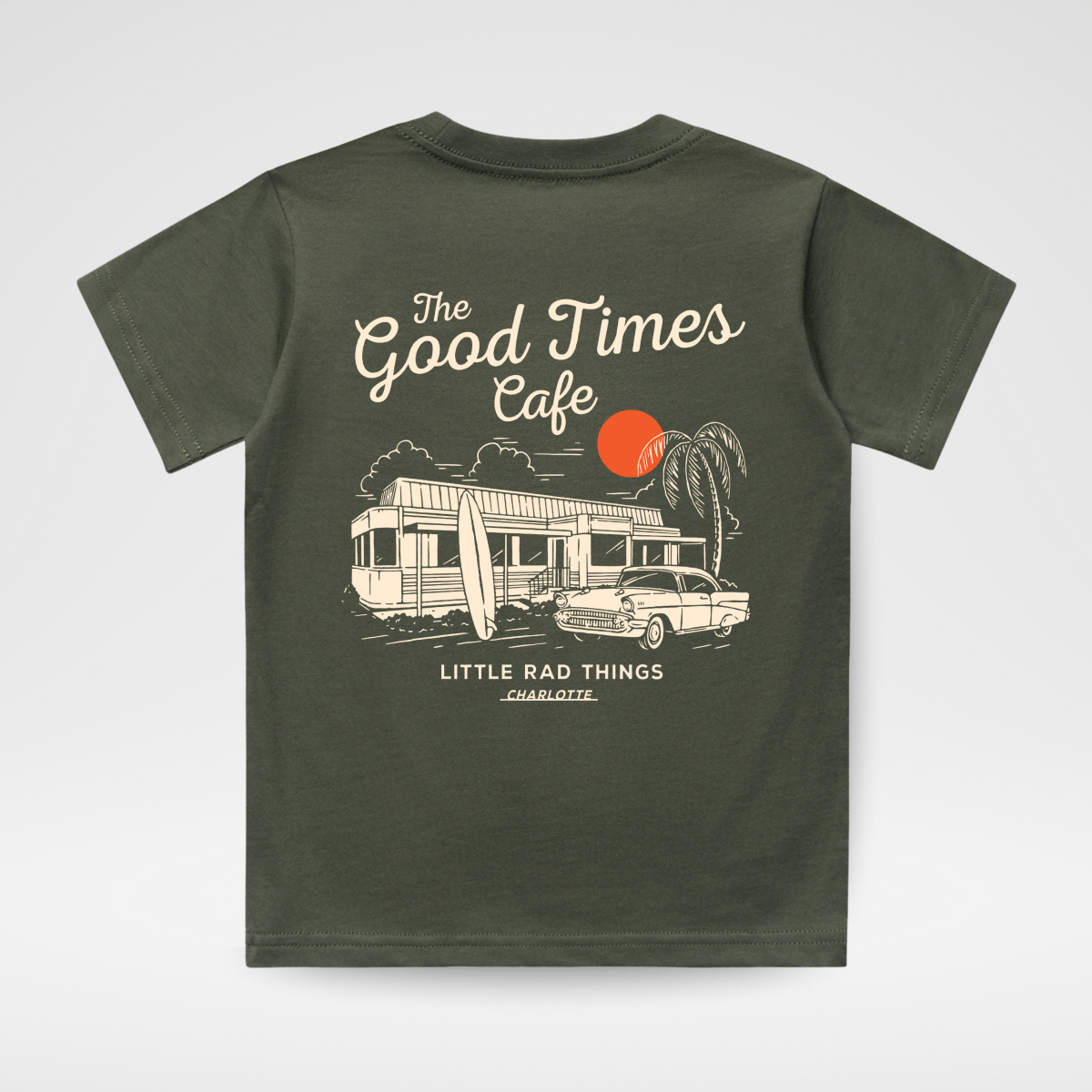 THE GOOD TIMES CAFE TEE - OLIVE