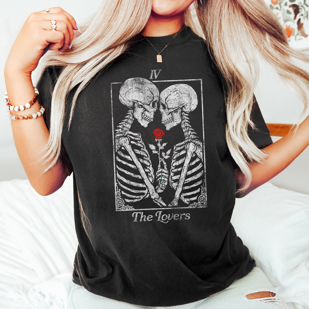 The Lovers Tarot Skeletons Mystical Magic Valentine's Day Edition Comfort Colors Tee