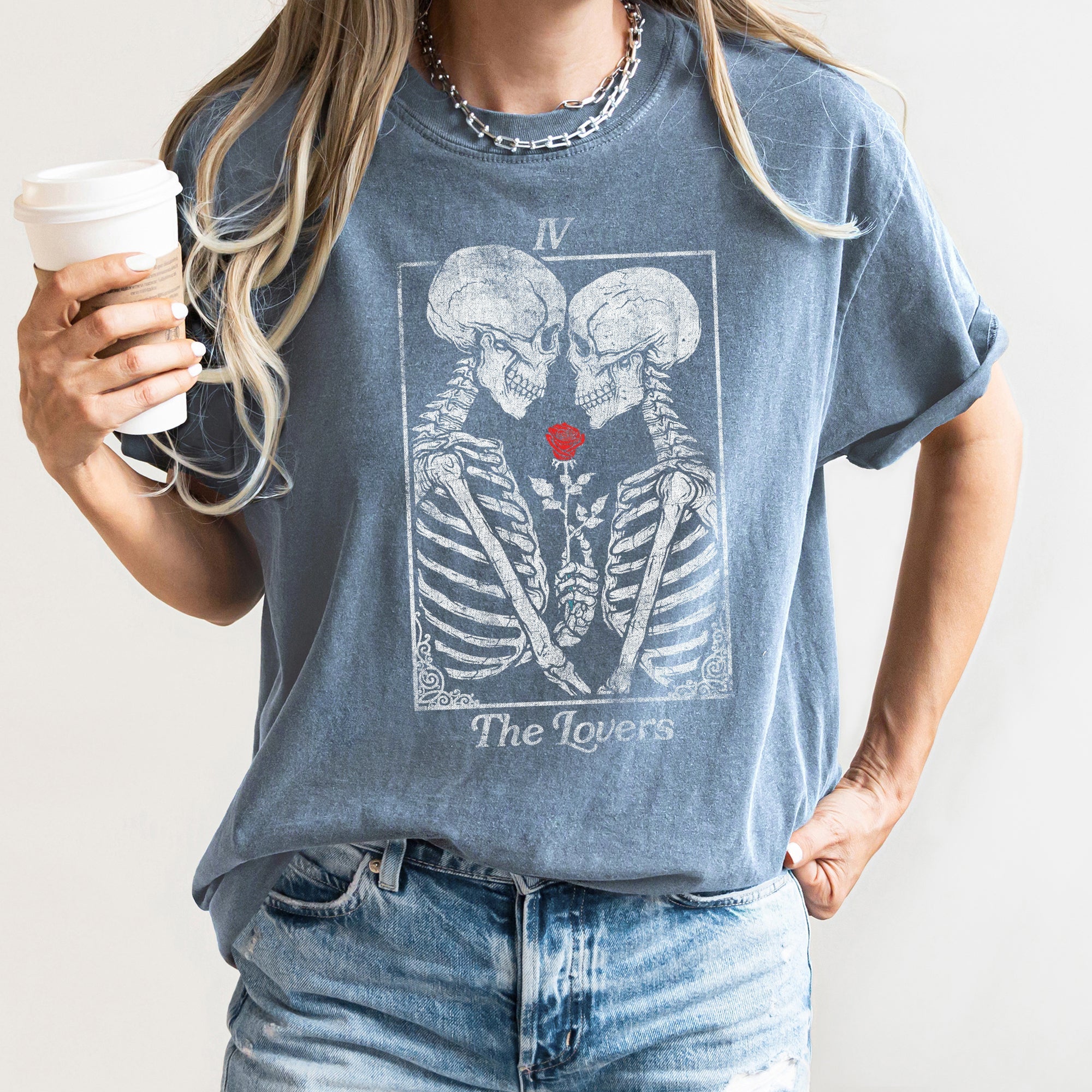 The Lovers Tarot Skeletons Mystical Magic Valentine's Day Edition Comfort Colors Tee