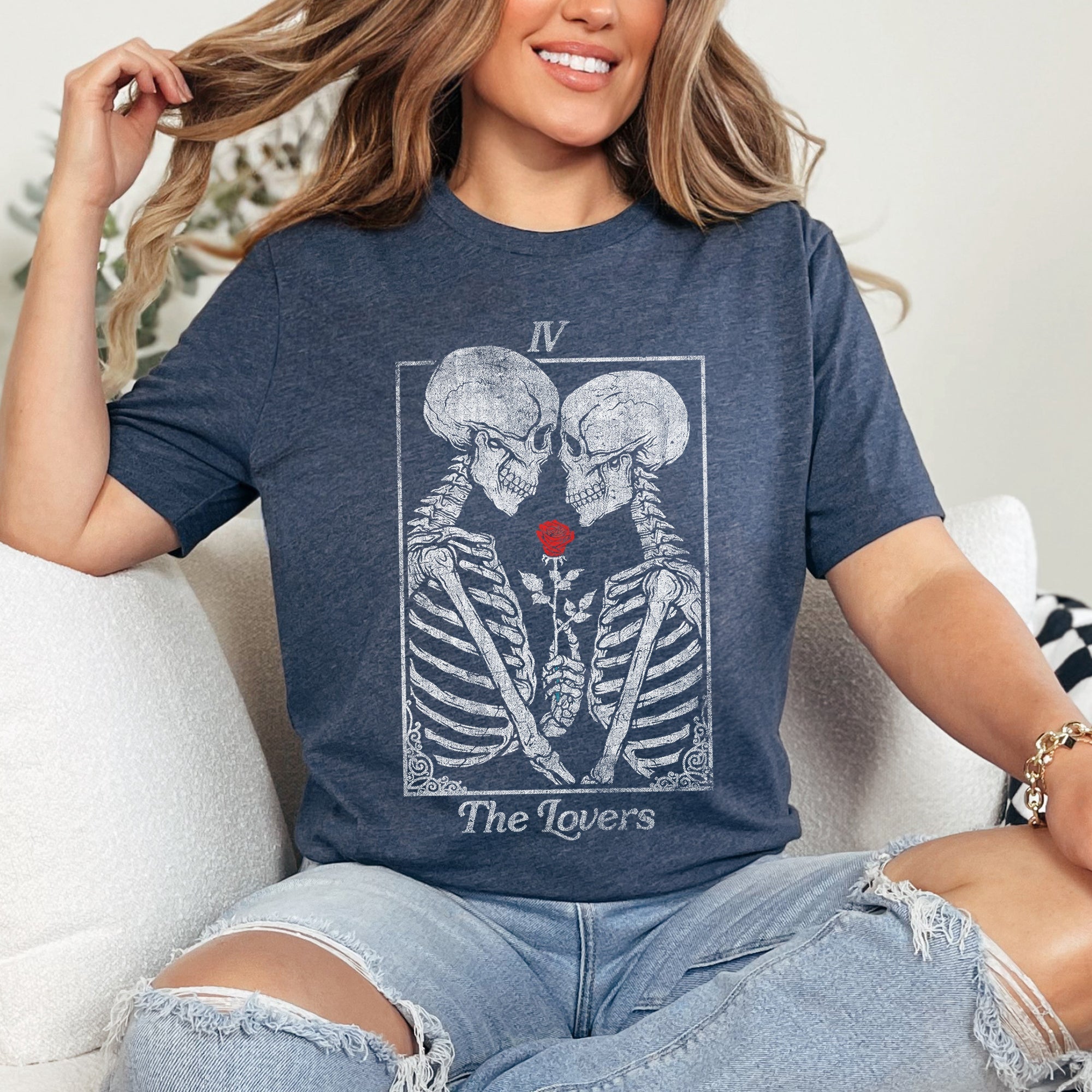 The Lovers Tarot Skeletons Mystical Magic Gothic Romance Edition Collection Graphic Tee