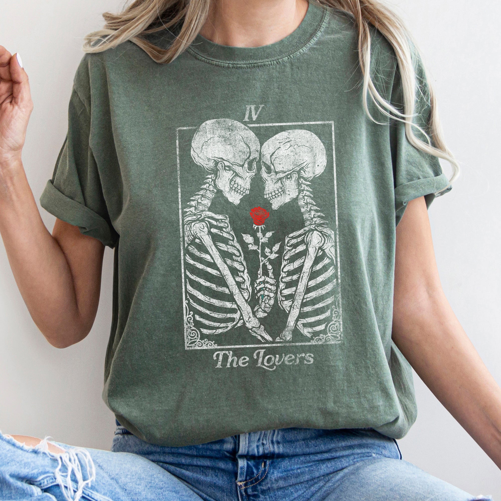 The Lovers Tarot Skeletons Mystical Magic Valentine's Day Edition Comfort Colors Tee