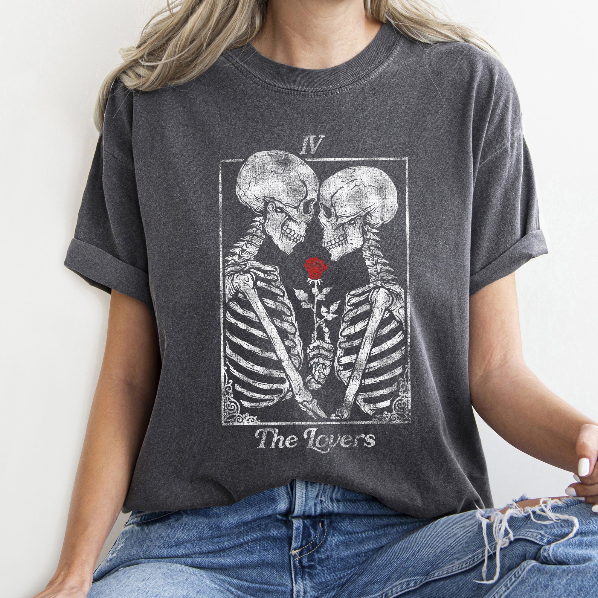 The Lovers Tarot Skeletons Mystical Magic Valentine's Day Edition Comfort Colors Tee