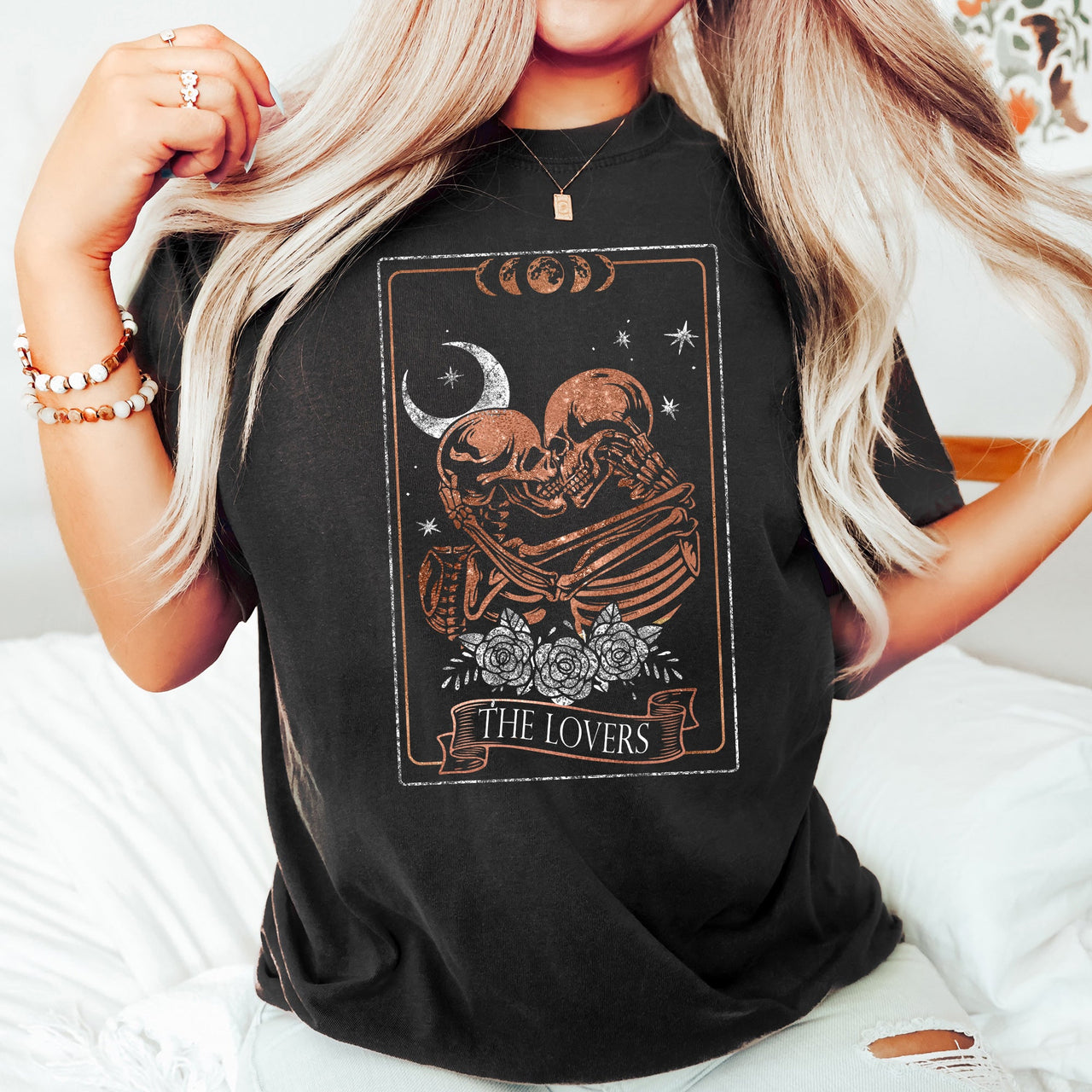 The Lovers Tarot Moon Skeletons Mystical Magic Premium Limited Edition Comfort Colors Tee
