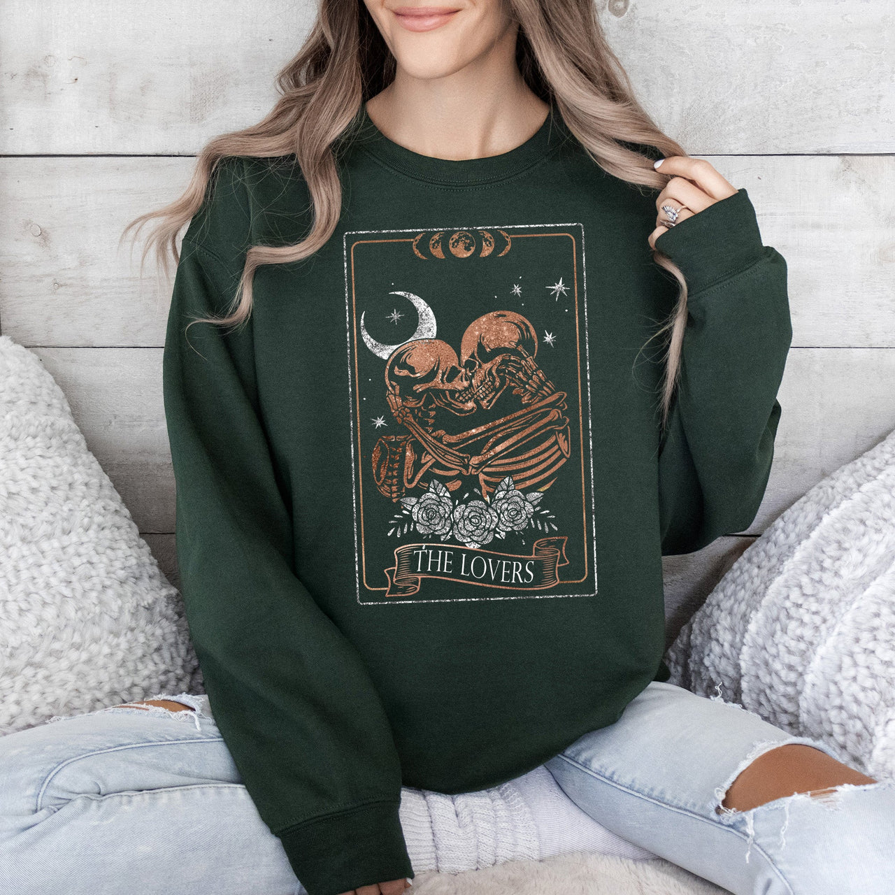 The Lovers Tarot Moon Skeletons Mystical Magic Valentine's Day Limited Edition Sweatshirt