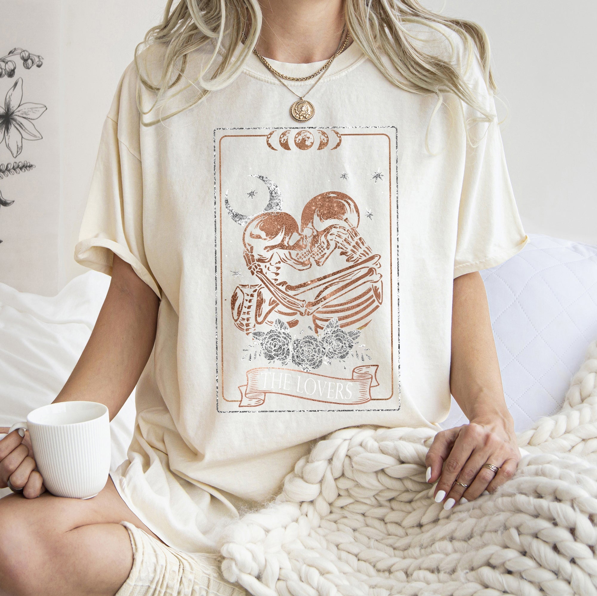 The Lovers Tarot Moon Skeletons Mystical Magic Premium Limited Edition Comfort Colors Tee