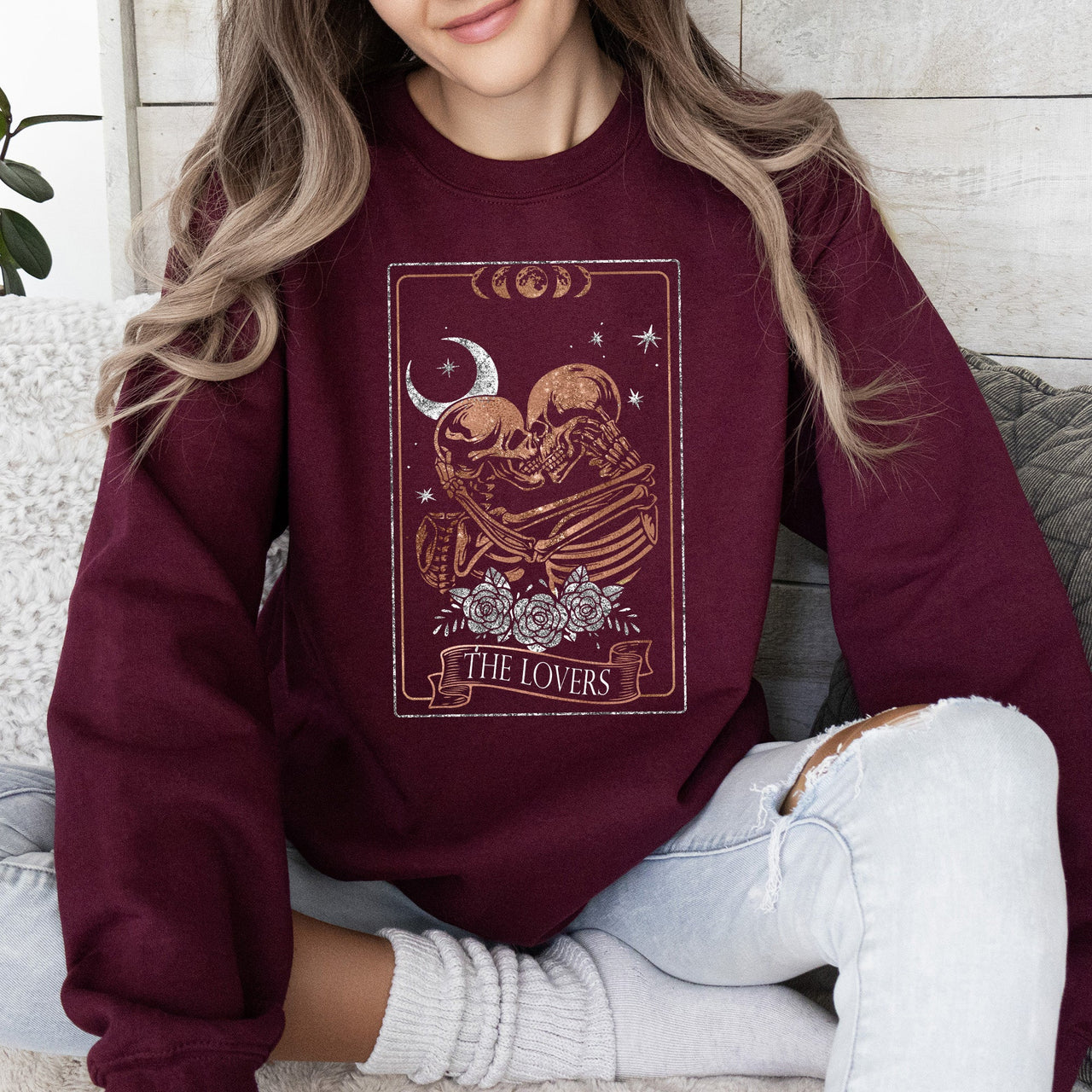 The Lovers Tarot Moon Skeletons Mystical Magic Valentine's Day Limited Edition Sweatshirt