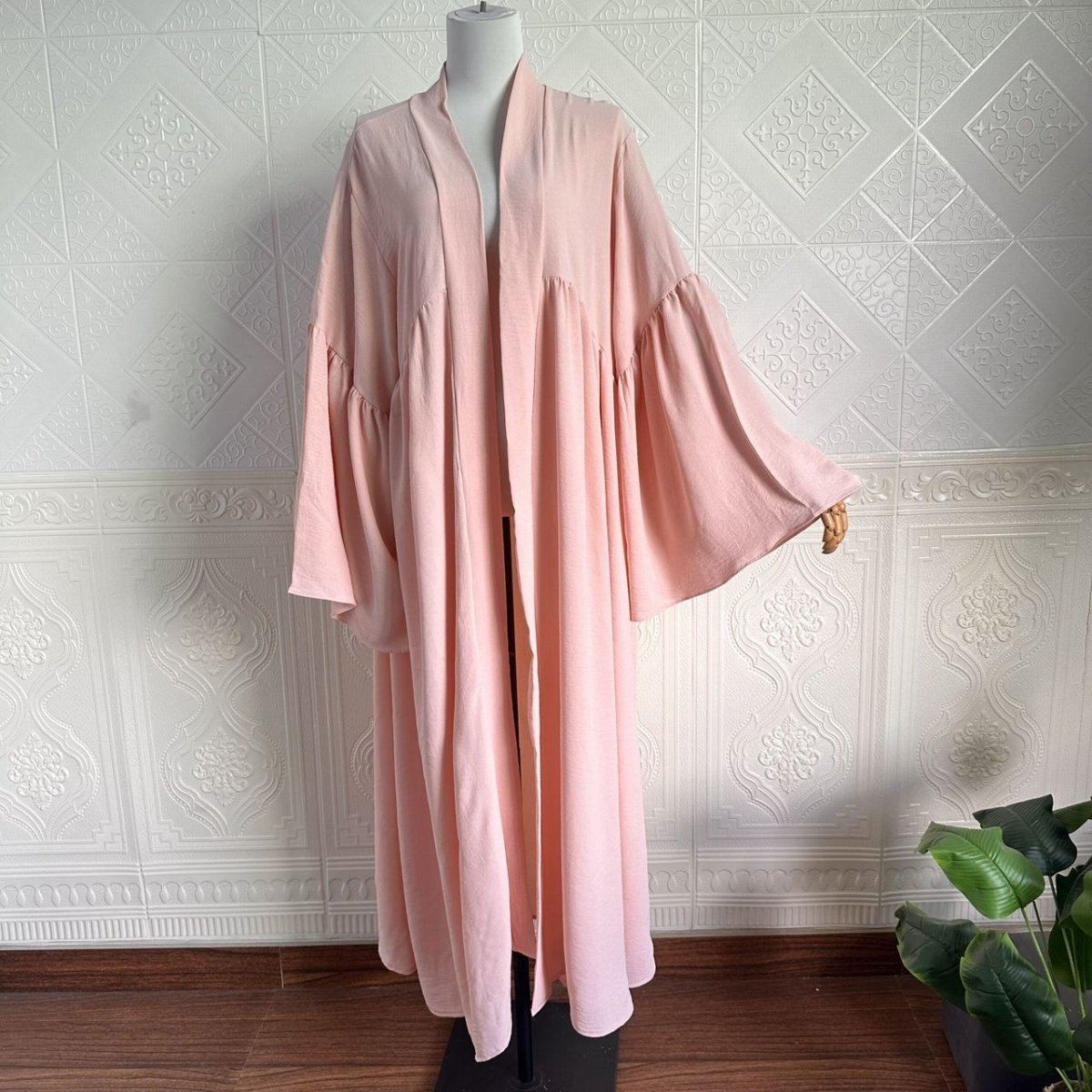 Tiered Bell Sleeve Open Abaya (MOA298)