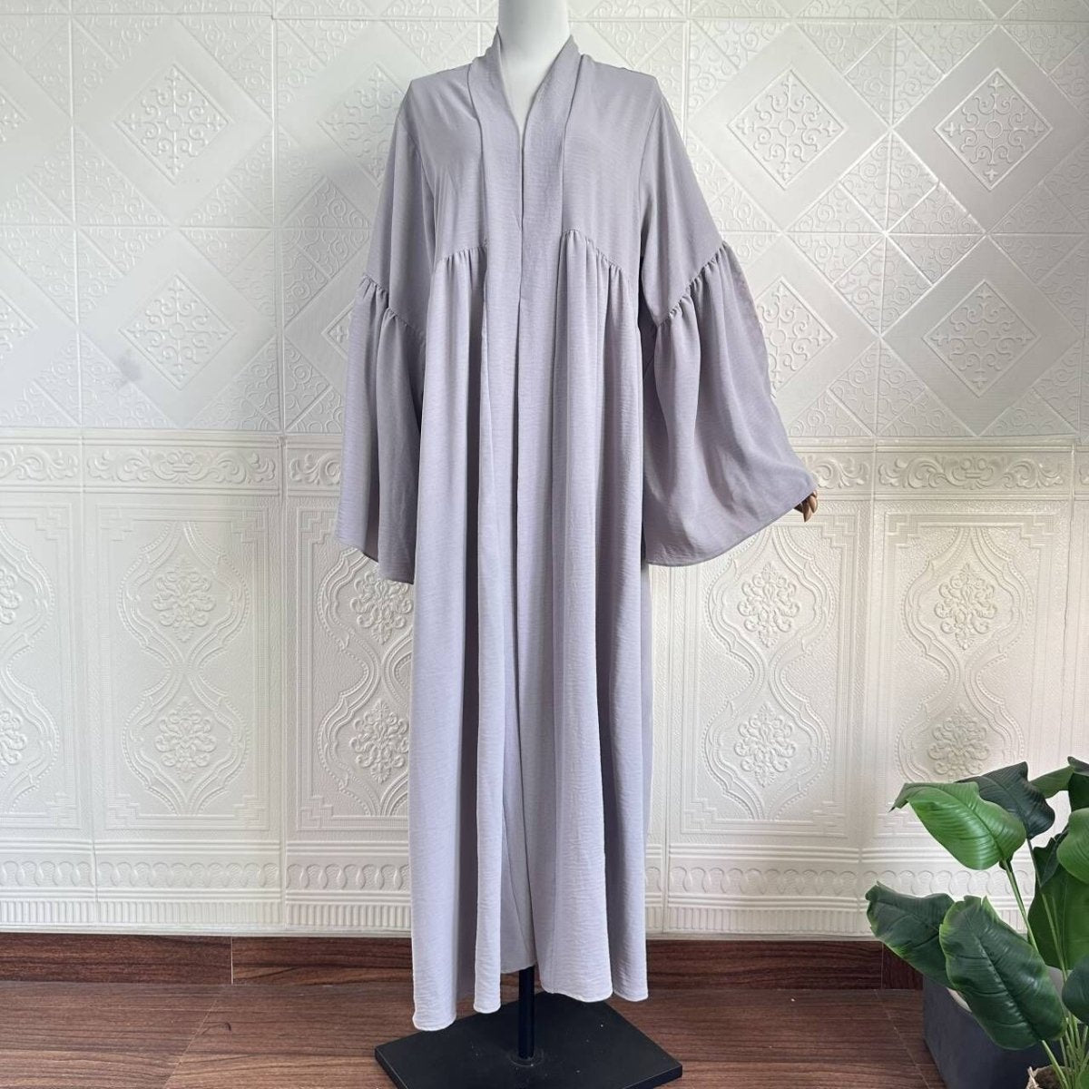 Tiered Bell Sleeve Open Abaya (MOA298)