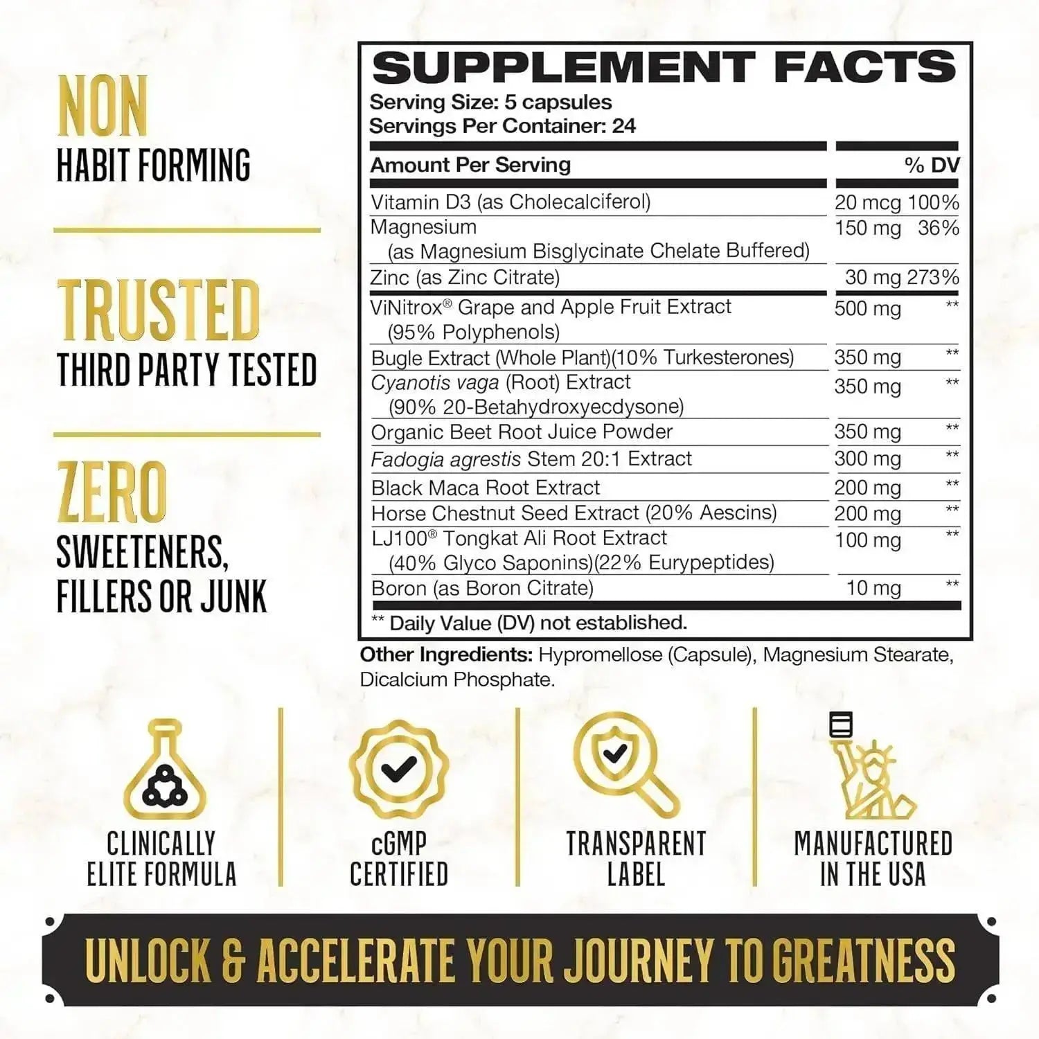 King Maker Pack of 1, 13-in-1 Anabolic Supplement for Men to Increase Stamina, Lean Muscle Growth & Recovery, N.O. Booster with Tongkat Ali (LJ100), 120 Capsules