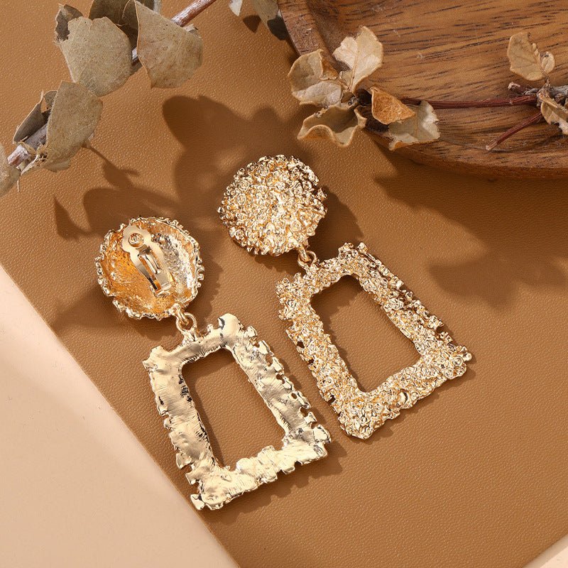 Trapezoid Dangle Earrings with Carved Texture (MAC322)