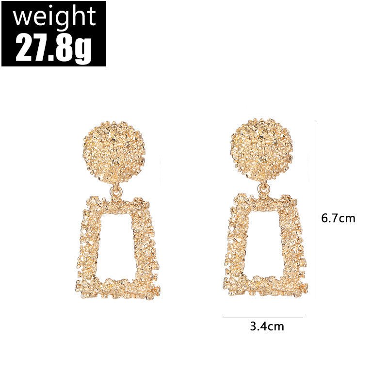 Trapezoid Dangle Earrings with Carved Texture (MAC322)