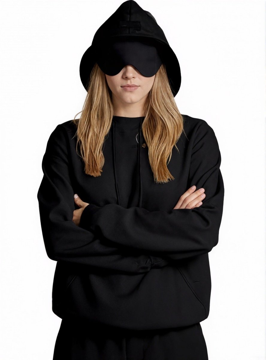 Travel Mode Eye Mask Hoodie | Oversized Pullover with Built-In Sleep Mask(MS209)