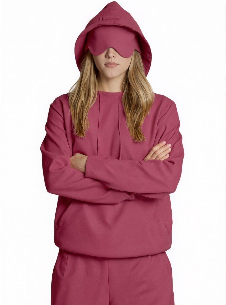 Travel Mode Eye Mask Hoodie | Oversized Pullover with Built-In Sleep Mask(MS209)