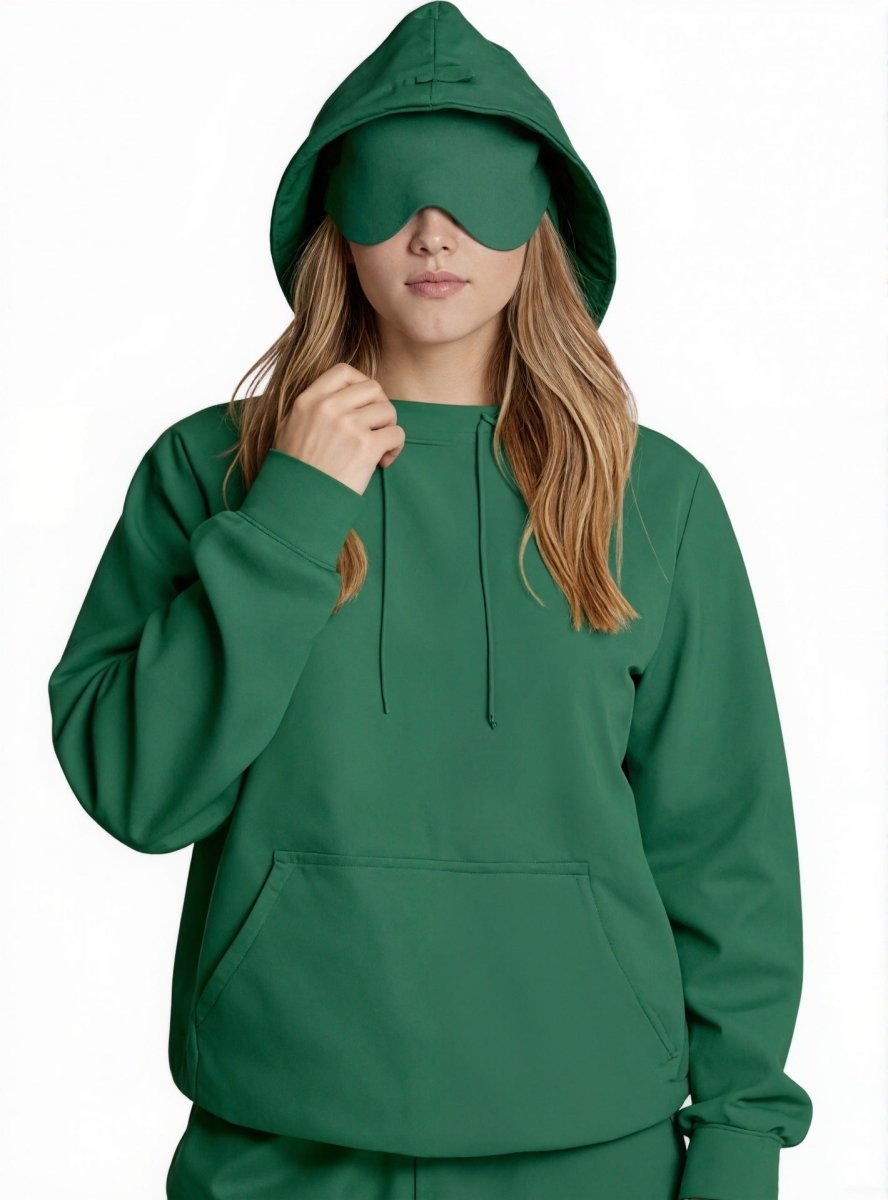 Travel Mode Eye Mask Hoodie | Oversized Pullover with Built-In Sleep Mask(MS209)