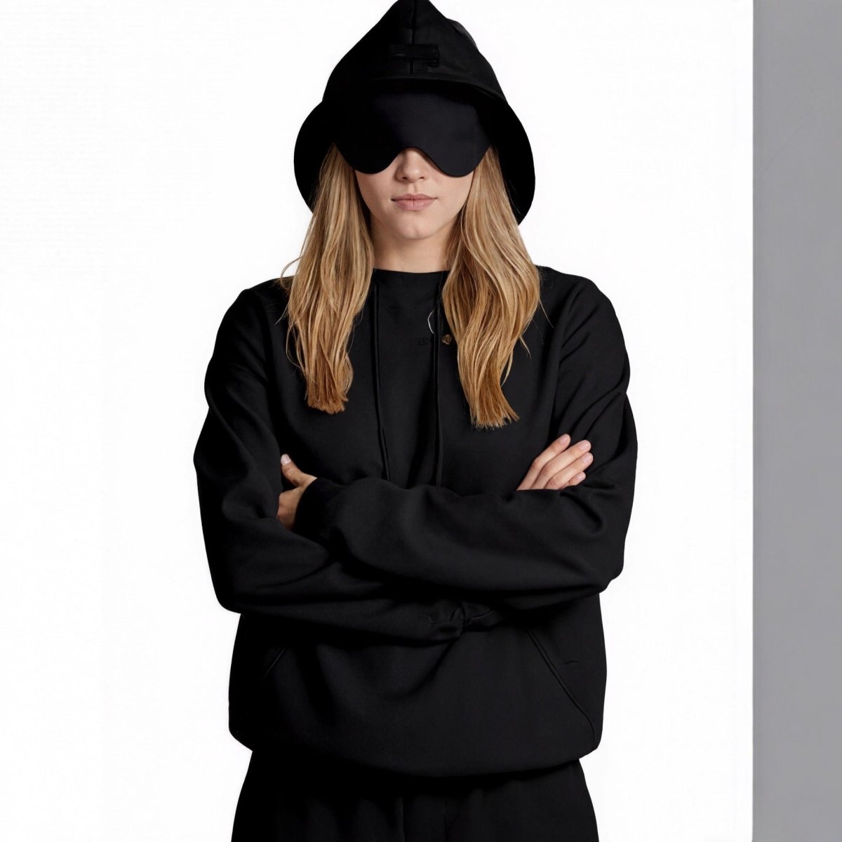 Travel Mode Eye Mask Hoodie | Oversized Pullover with Built-In Sleep Mask(MS209)