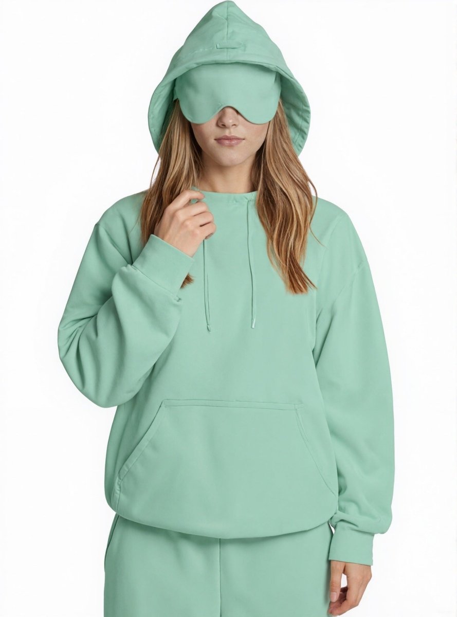 Travel Mode Eye Mask Hoodie | Oversized Pullover with Built-In Sleep Mask(MS209)