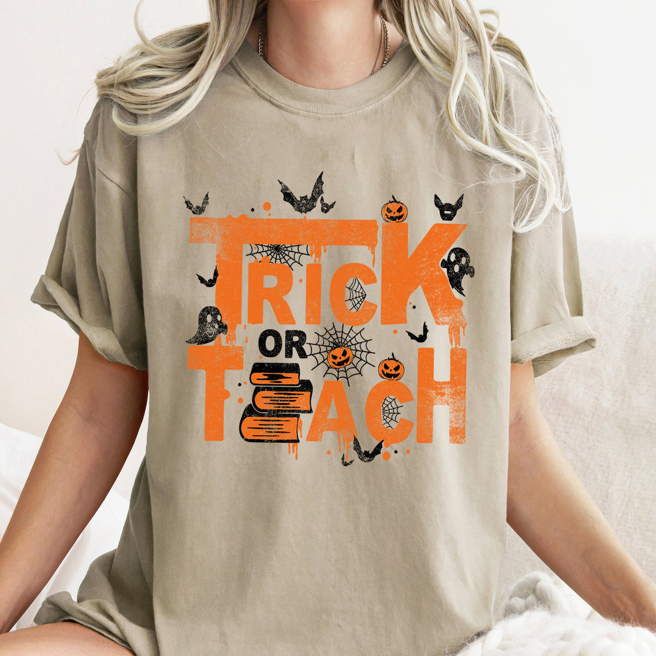 Trick Or Teach Retro Halloween Teacher Limited Edition Classic Classroom Humor Collection Comfort Colors Tee