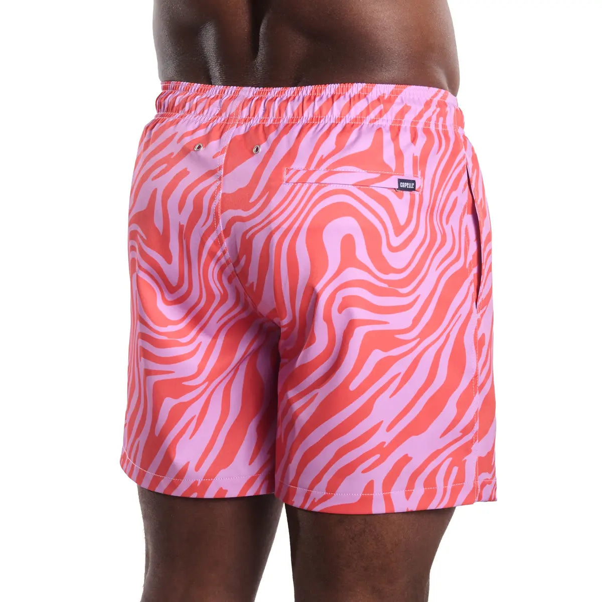 Men’s Premium Compression-Lined Hybrid Shorts – Tropical Swirl - Coral and Orchid